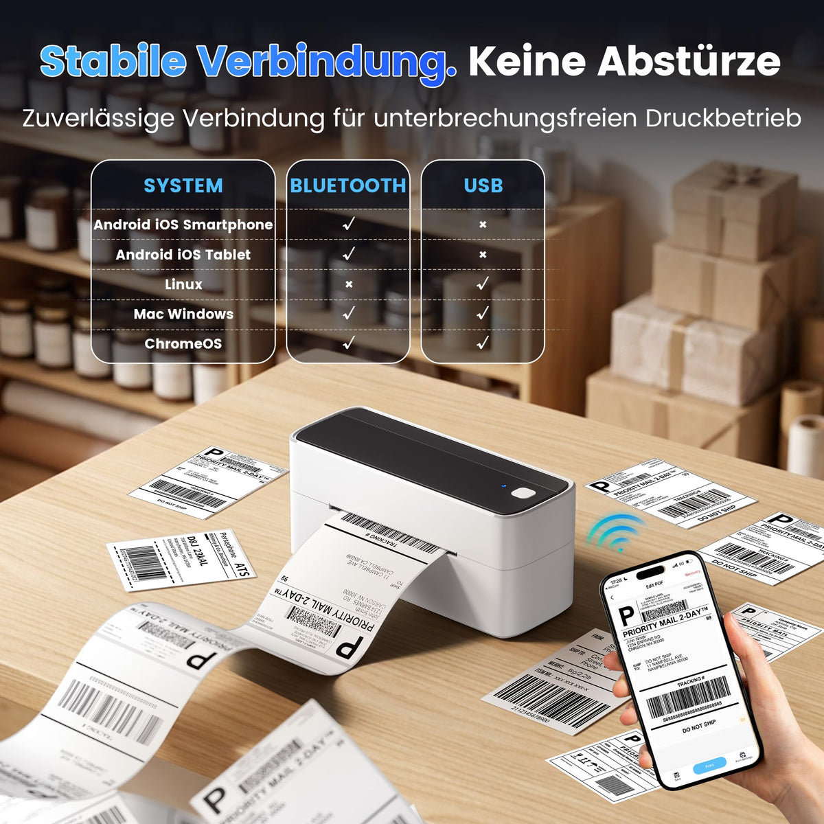 Bluetooth DHL Etikettendrucker, Label Printer - Thermodrucker