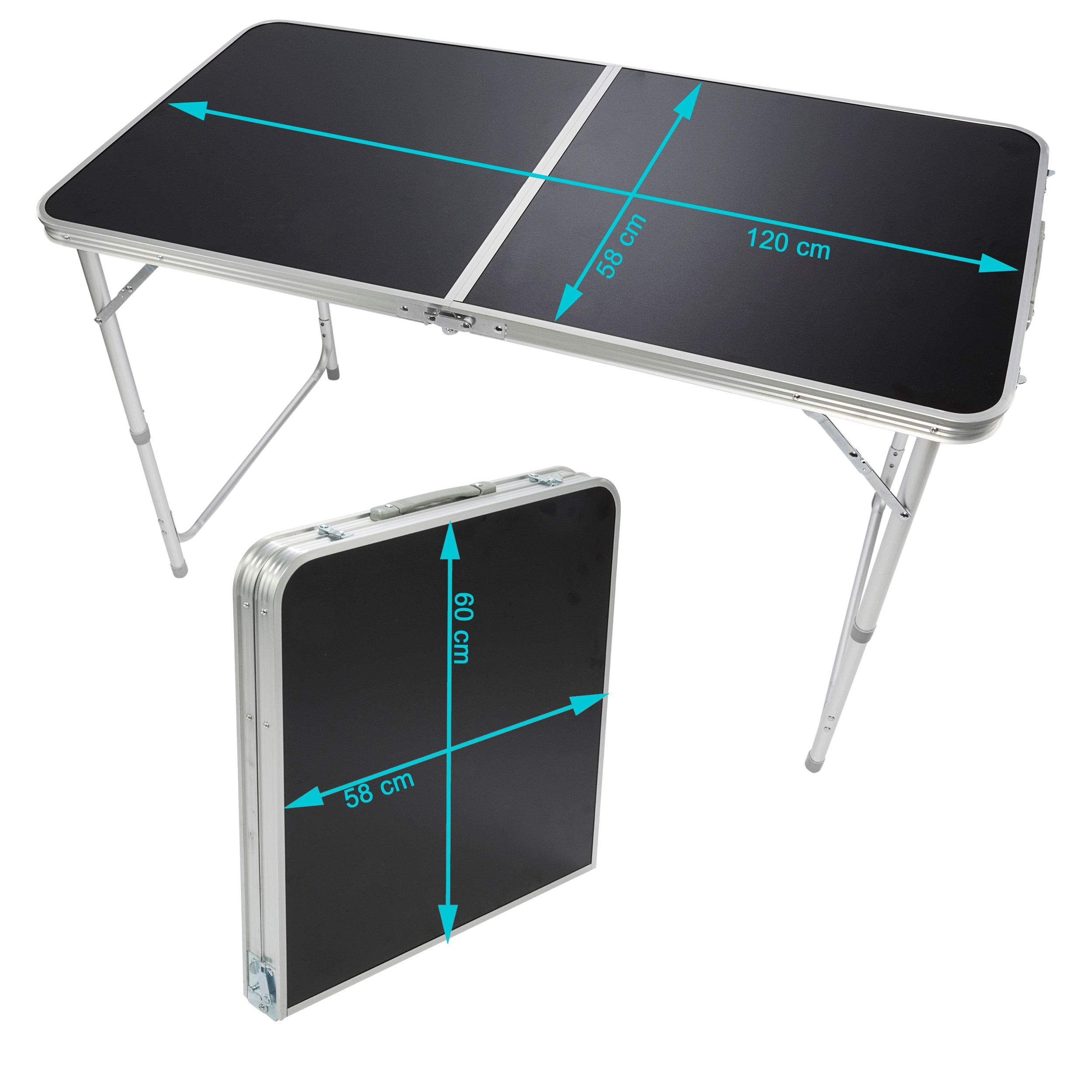 Multifunktionaler Klapptisch, für Camping, Märkte, Tapetentisch, für Feste im Garten, höhenverstellbar, schwarz