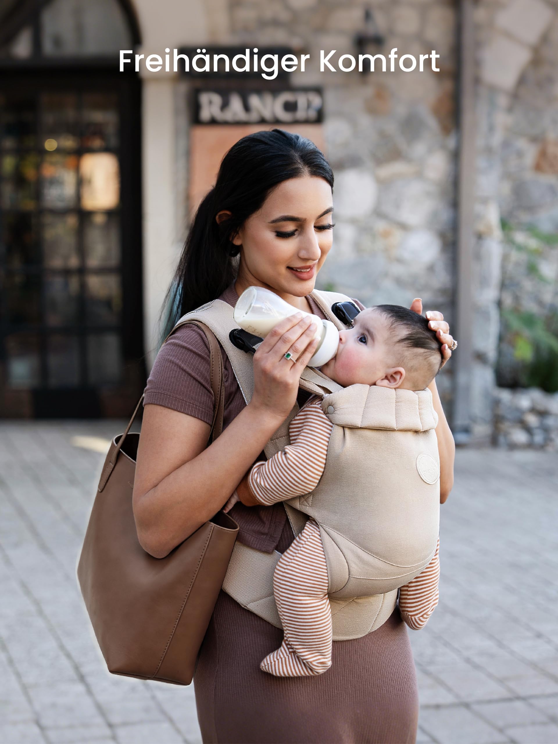Babytrage, Ein-Klick-Schnalle für Einfaches Anlegen, Bequemer Träger von Neugeborenem bis Kleinkind mit Kopfstütze (3-20kg, 3-24Monate), Ergonomisch & Leicht
