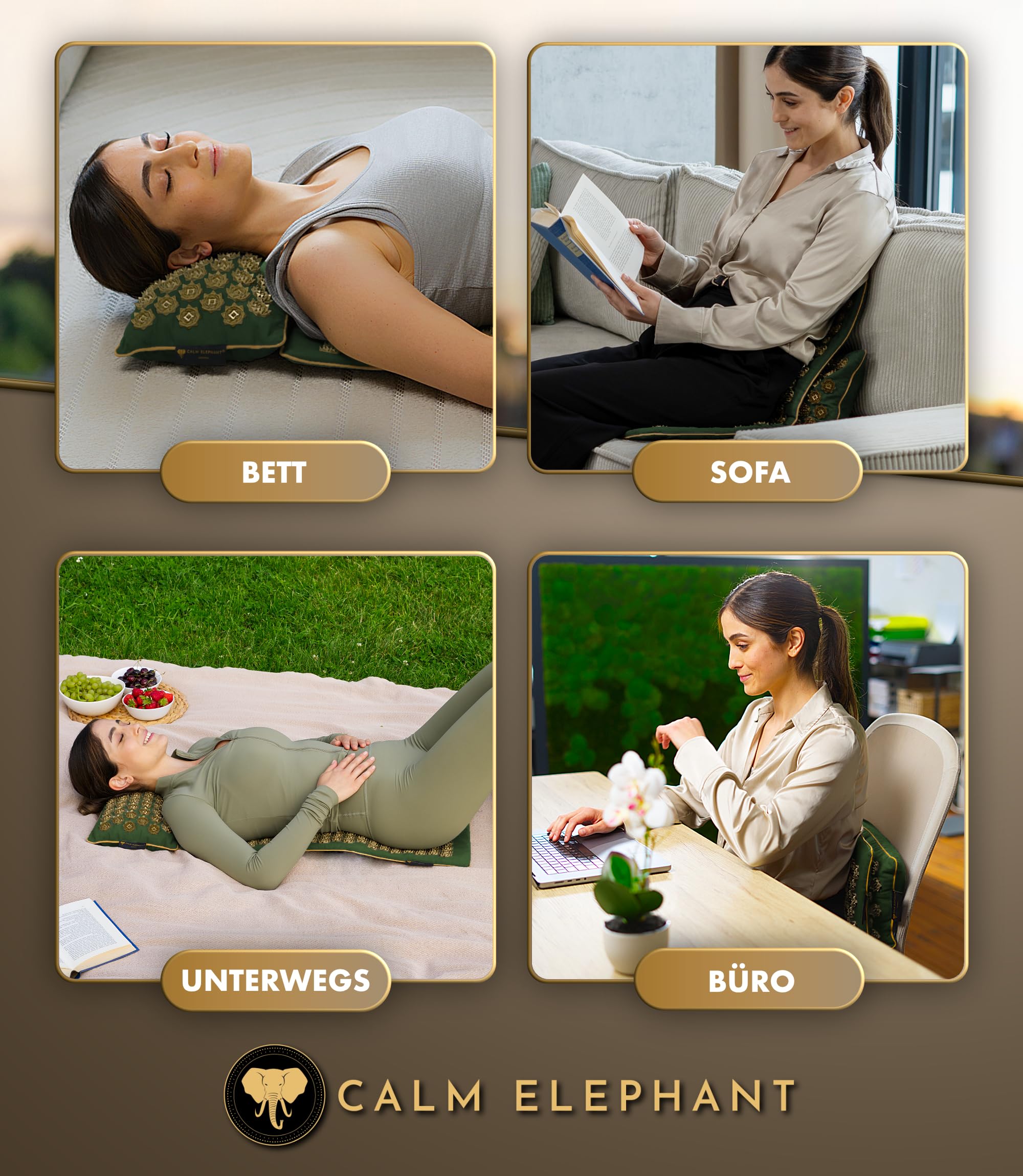 Echte Akupressurmatte mit Kissen XXL Set aus 5 Massagematten Rückenspannung Entlastung Akupunkturmatte mit Wärmefunktion, Lumbalkissen, Doormatte & Tasche, Grau