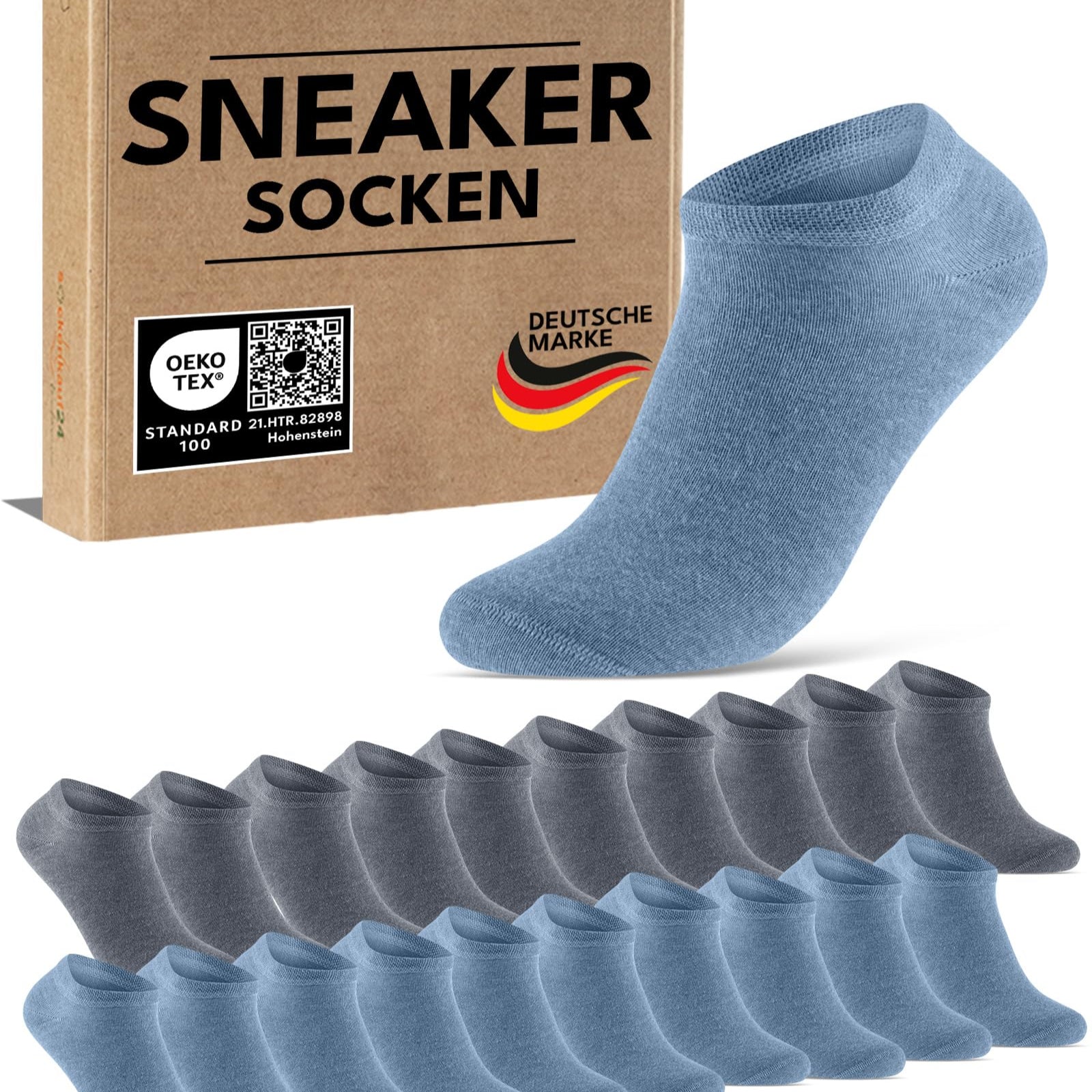 10 Paar Premium Trainer Socken für Männer und Frauen aus besegneter Baumwolle mit Comfort Bund ohne Drucknaht