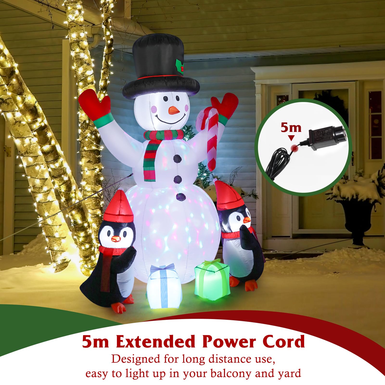 Aufblasbare Weihnachtsdeko, Riesiger Weihnachtsbaum Bogen mit 8 LED Leuchten, Wasserfest Beleuchtet Aufblasbar Weihnachtsdeko Aussen für Hof Garten Feiertag Weihnachtsdekoration