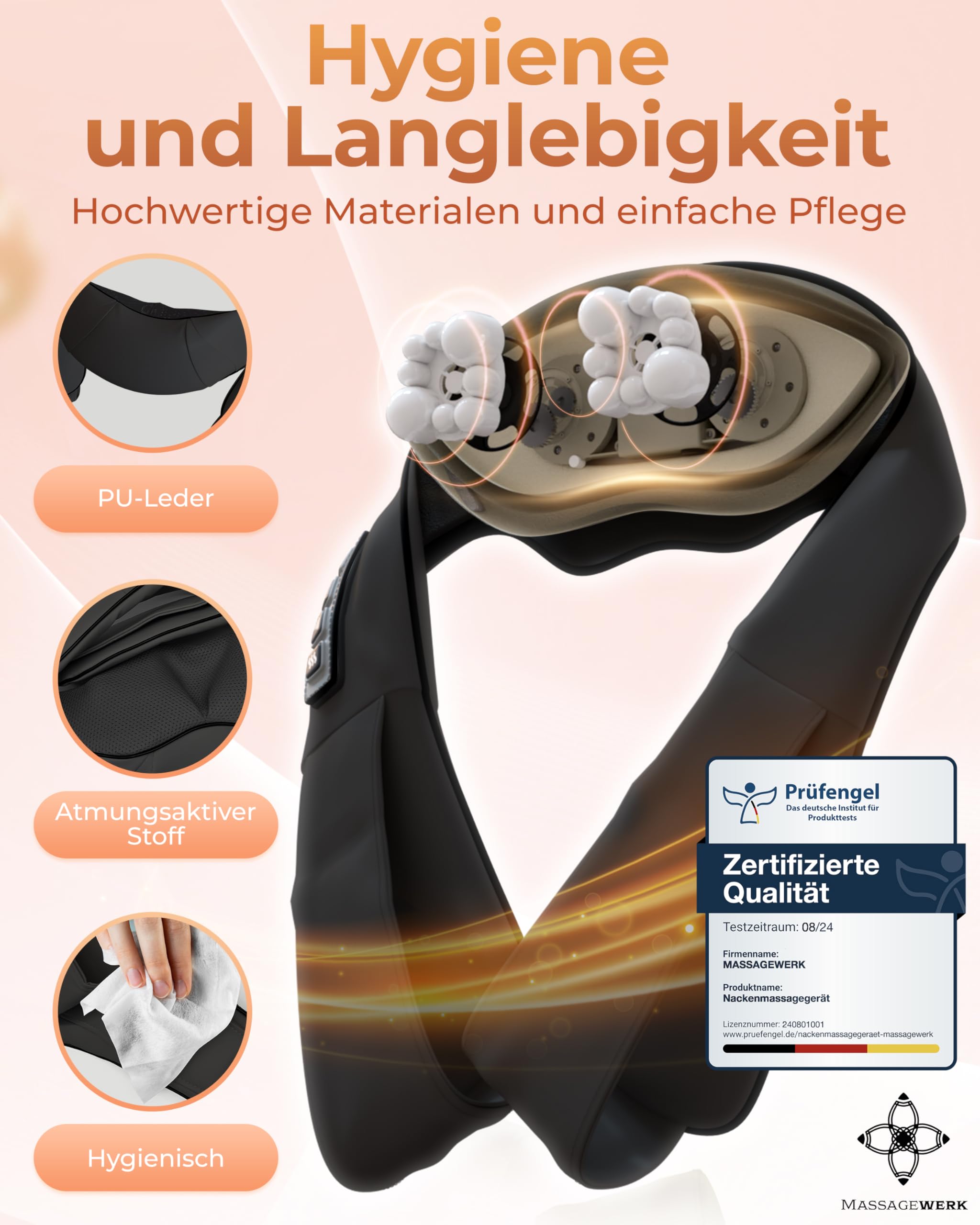 Shiatsu Rücken- und Halsmassagegerät / Elektrischer Nackenmassagegerät mit Wärmefunktion / Ergonomisch, Ideal zur Linderung von Muskelverspannungen und Schmerzen