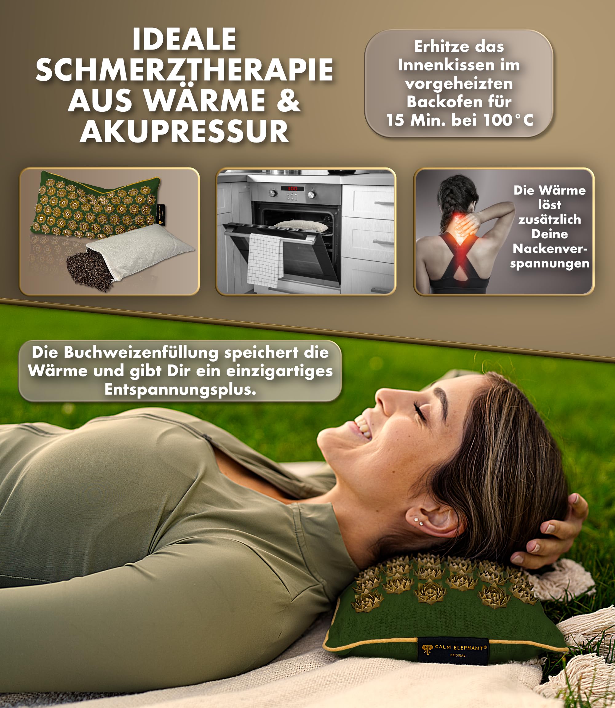 Echte Akupressurmatte mit Kissen XXL Set aus 5 Massagematten Rückenspannung Entlastung Akupunkturmatte mit Wärmefunktion, Lumbalkissen, Doormatte & Tasche, Grau