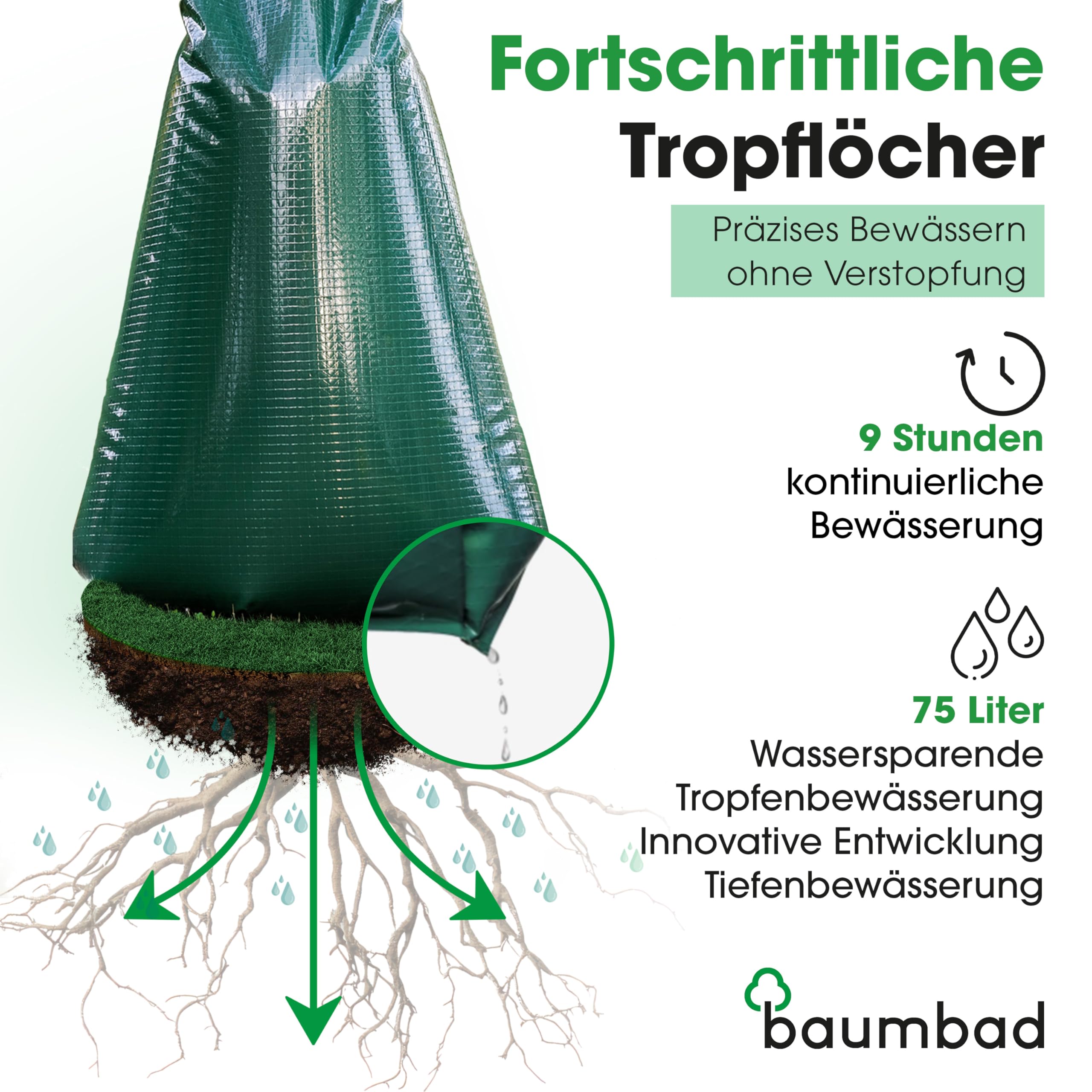 Premium Bewässerungsring 55 Liter, PVC UV Beständig, Baumring zur Bewässerung in Braun