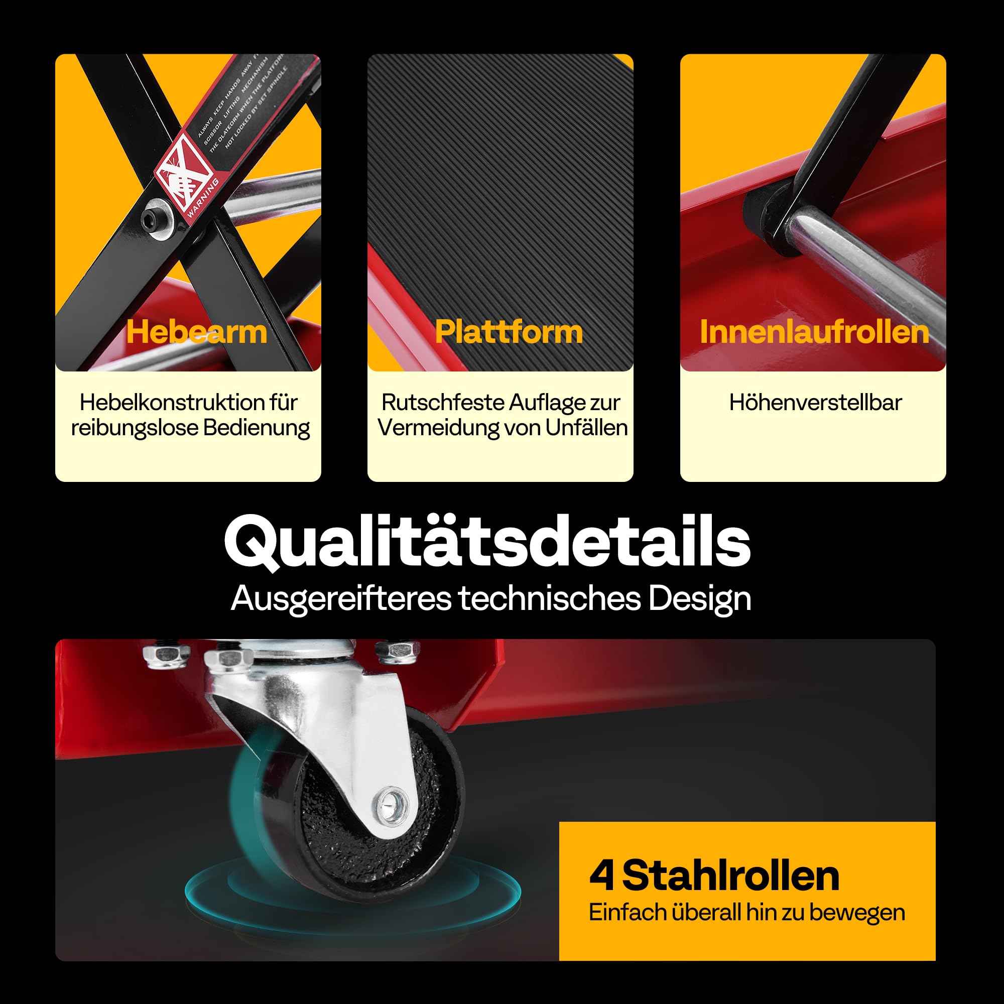 Motorrad Lift 500 kg Stahl-Schereheber mit breitem Deck und Kurbel für Motorräder Off-Road-Fahrzeuge Schmutzfahrräder