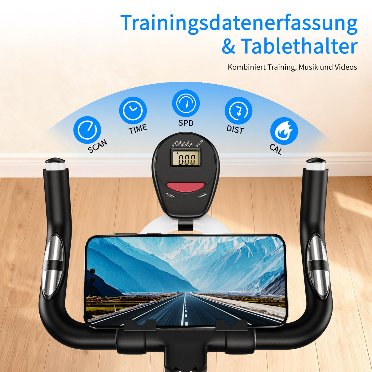 Heimtrainer Fahrrad, Leises Fitnessbike mit einstellbarem Magnetwiderstand, Indoor Cycling Bike mit LCD-Display, Ergonomischer Komfortsattel für Home Gym Indoor Cycling