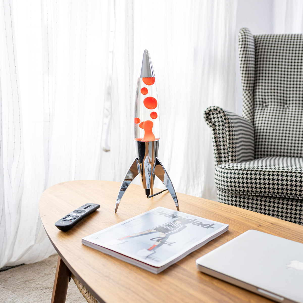 Lavalampe "Rocket" - Retro-Lavalampe mit Ersatzbirne, ideal für Wohnzimmer, Schlafzimmer und Büro. Maße: 20 x 20 x 45 cm.