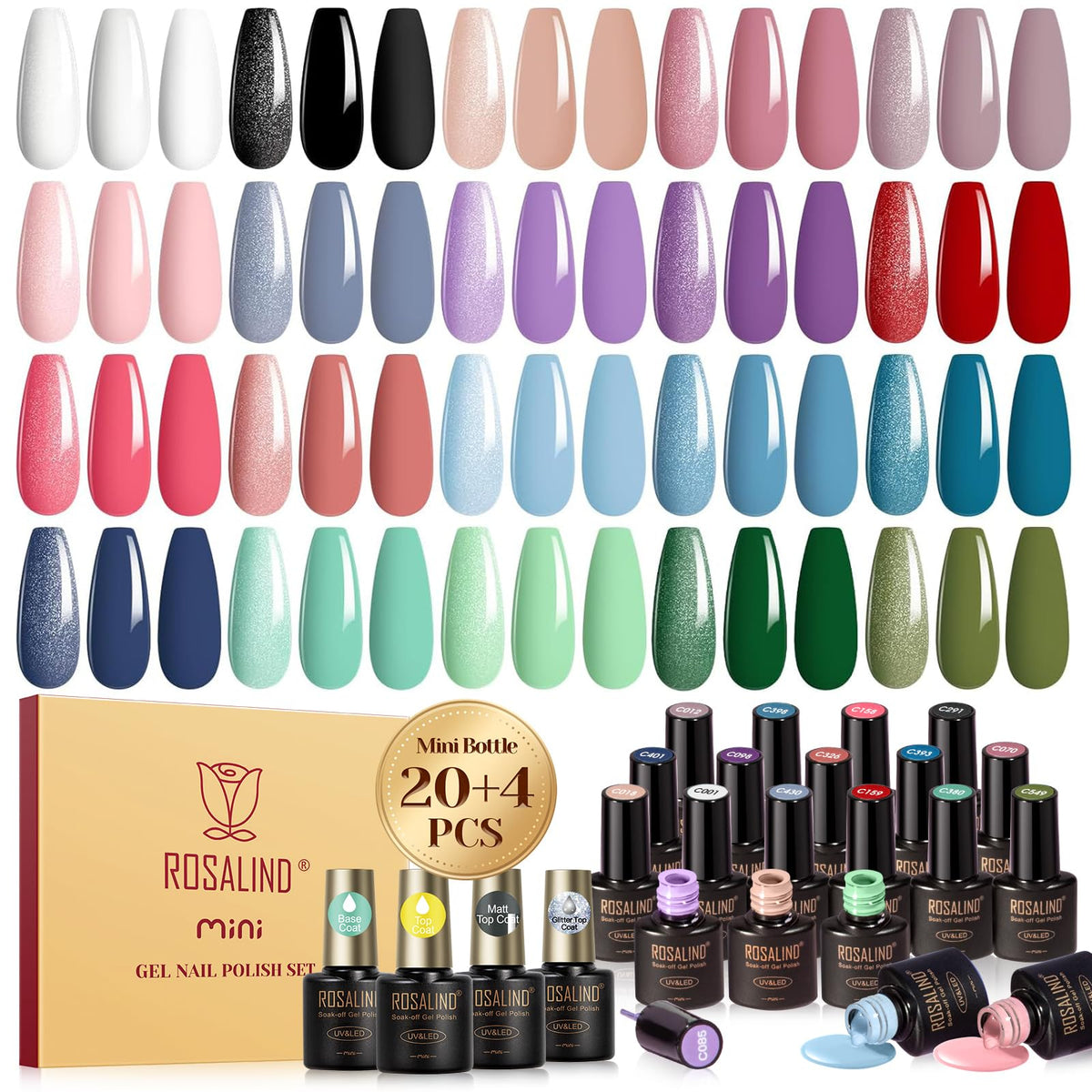 UV Nagellack Set Weiß Rosa Violett Rot Grün Blau Gel