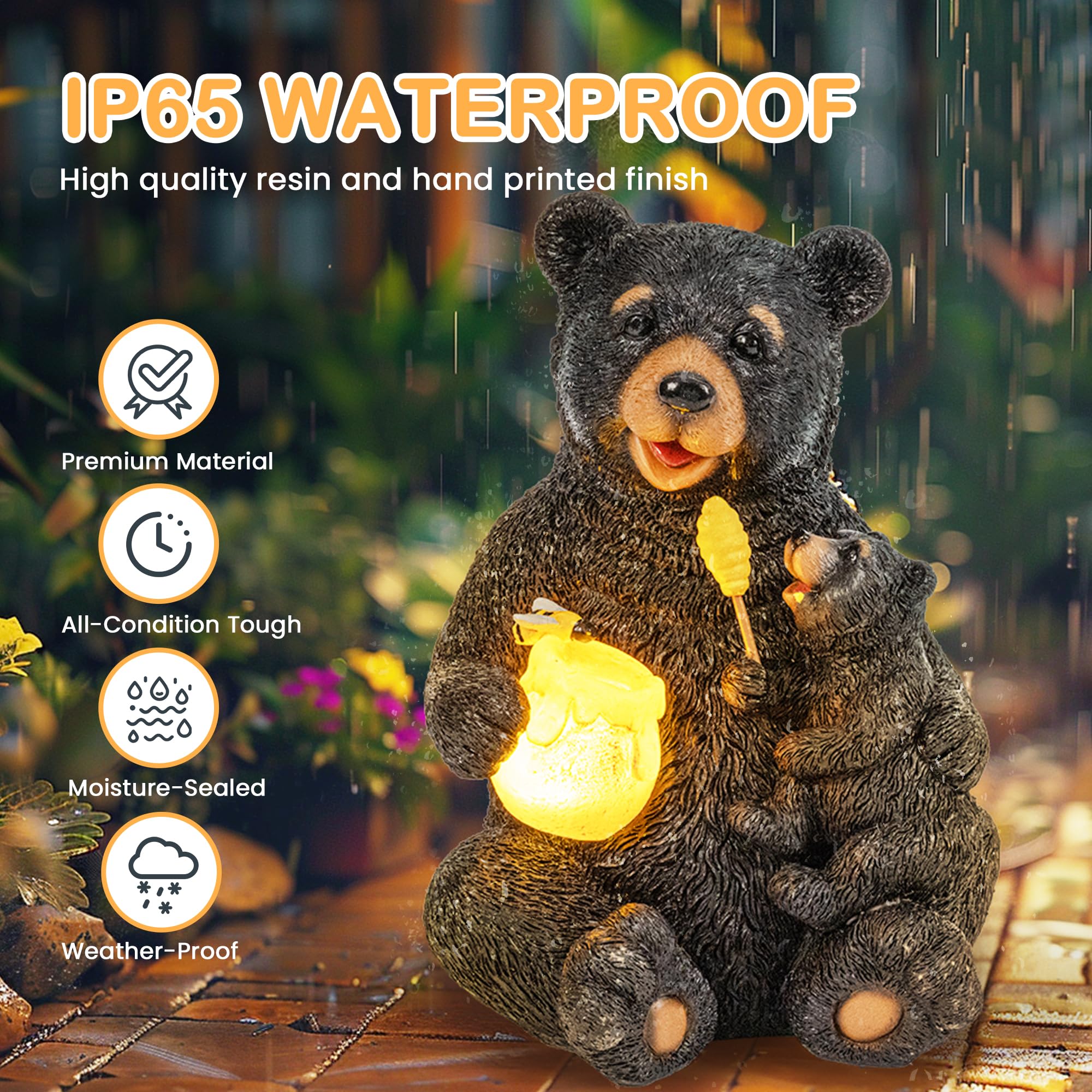 Solar Statuen Gartendeko, Bär Mutter und Bär Kind umarmen Sich, Geburtstagsgeschenk für Frauen, Geschenke für Mama, Wetterfest Gartendeko für Terrasse, draußen, Hof