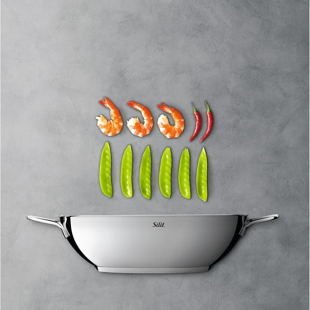 Edelstahl Wok für Induktion Geschirrspüler Safe Diameter 32 cm / NEU & OVP!