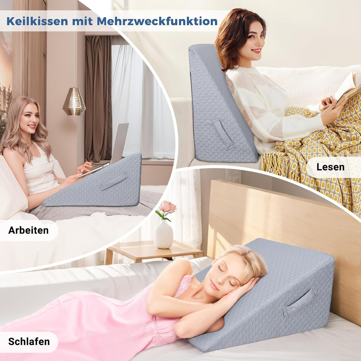 30cm Keilkissen für Bett und Sofa, Bettkeil aus Memory-Schaum