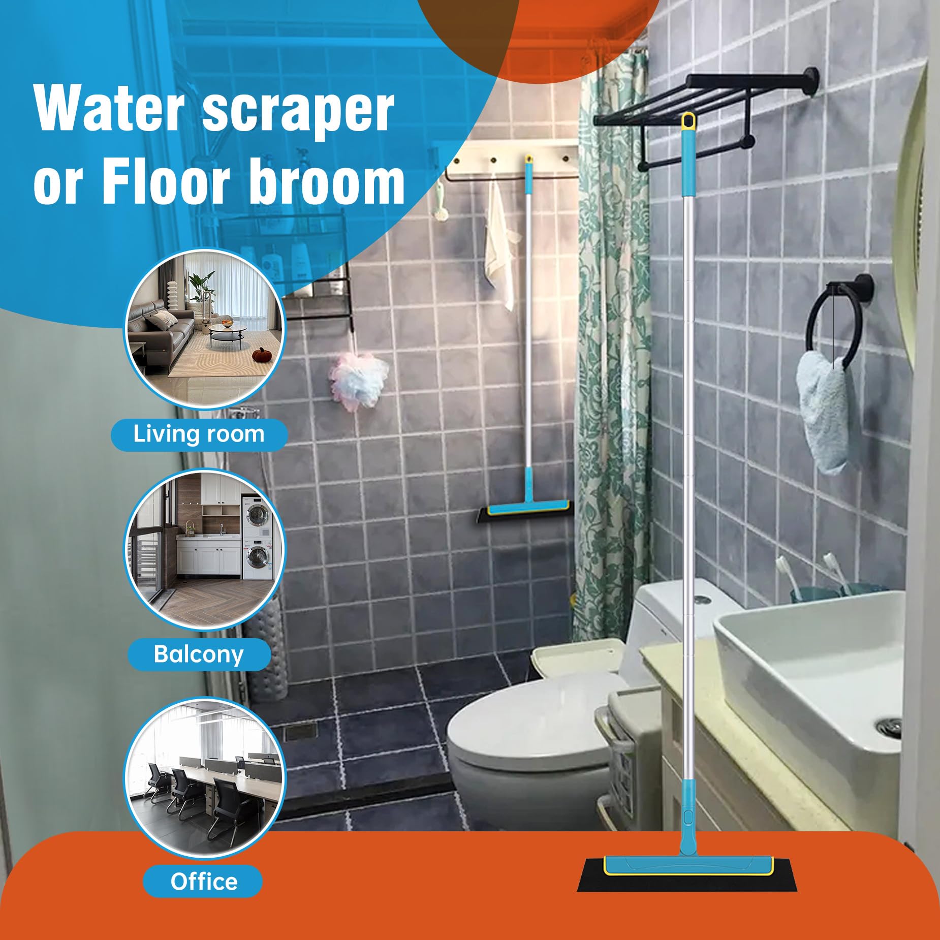 Duschabzieher,Abzieher Dusche Boden,Segmentiertes Design, Verstellbare Länge / Reinigungswasser, Tierhaare, Seifenwasser,Wasserschieber für Badezimmerböden, Fenster, Spiegel