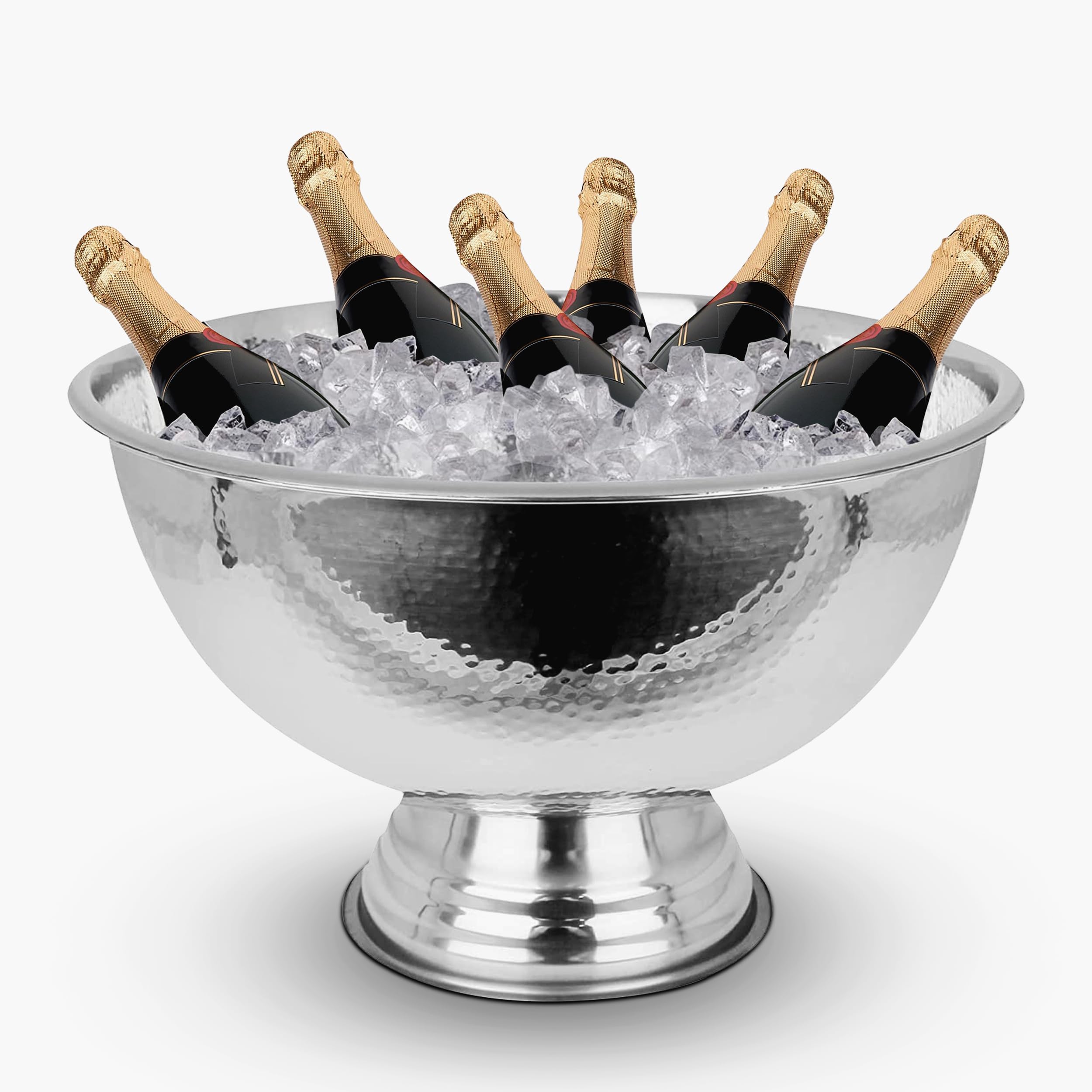 Design Sektkühler aus Edelstahl Ø40 cm Champagnerschale für bis zu 6 Flaschen – Flaschenkühler für den edlen Genuss von Champagner, Sekt, Wein, Spirituosen, Bier (40, Silber poliert)