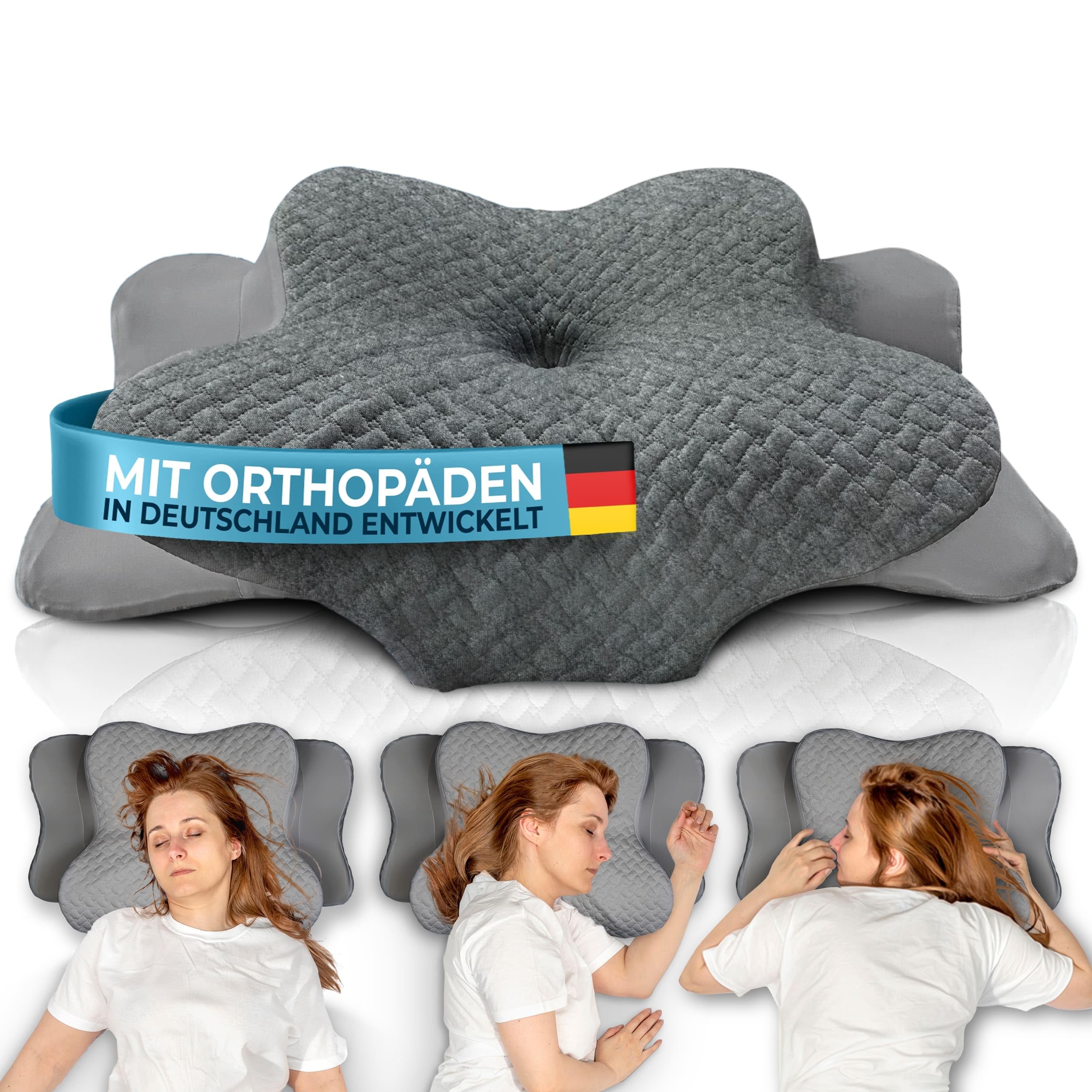 Orthopädisches Kissen (Zertifiziert für alle Schlaftypen) Kopfkissen Nackenschmerzen aus Memory Foam | Nackenstützkissen Ergonomisches Kopf-Kissen Seitenschläferkissen