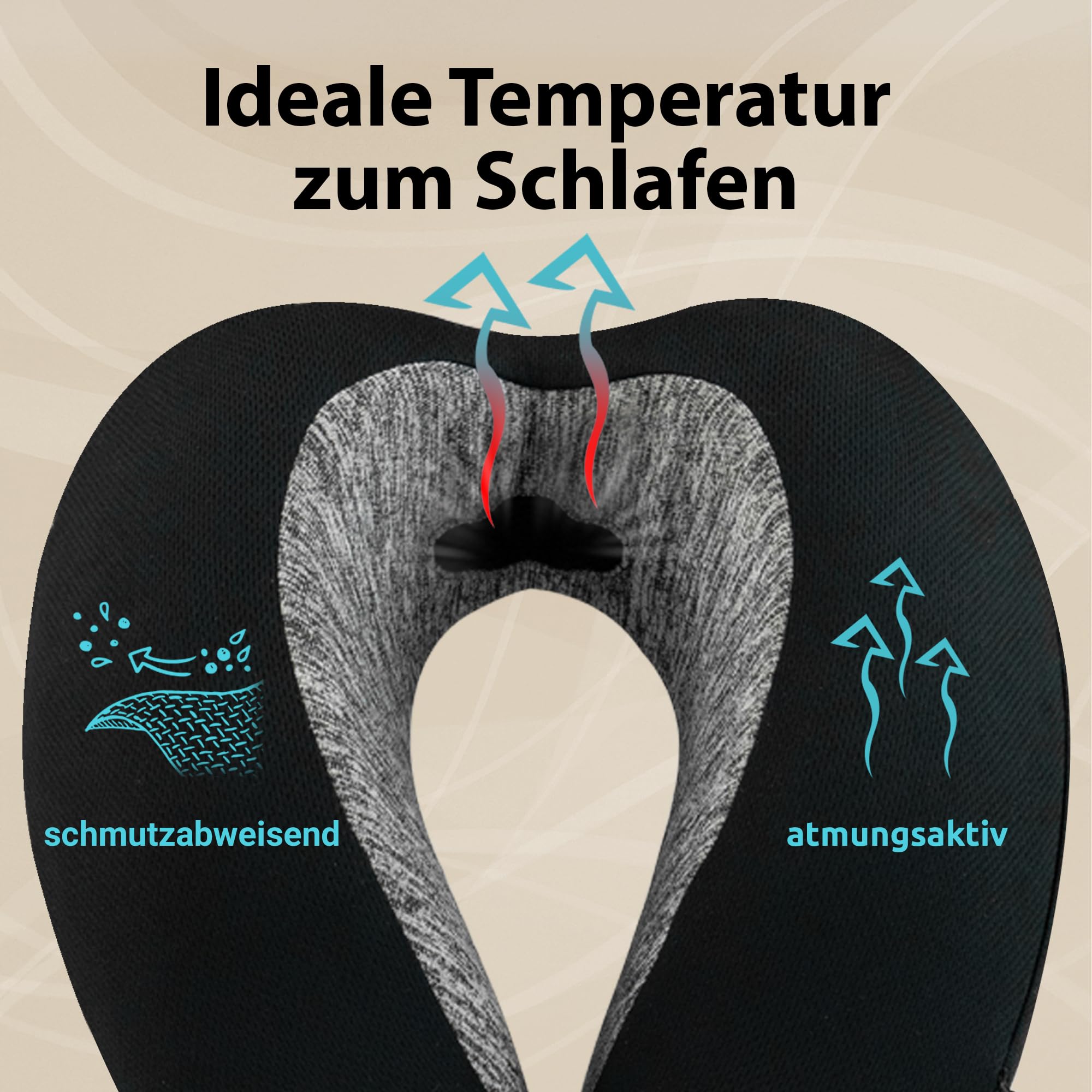 Bequemer Neck Cushion Flugzeug & Auto Reisekissen Memory Foam mit schlankem Rücken und waschbarer Abdeckung (Velvet Soft & Breathable) - Neck Cushion Adults Grey