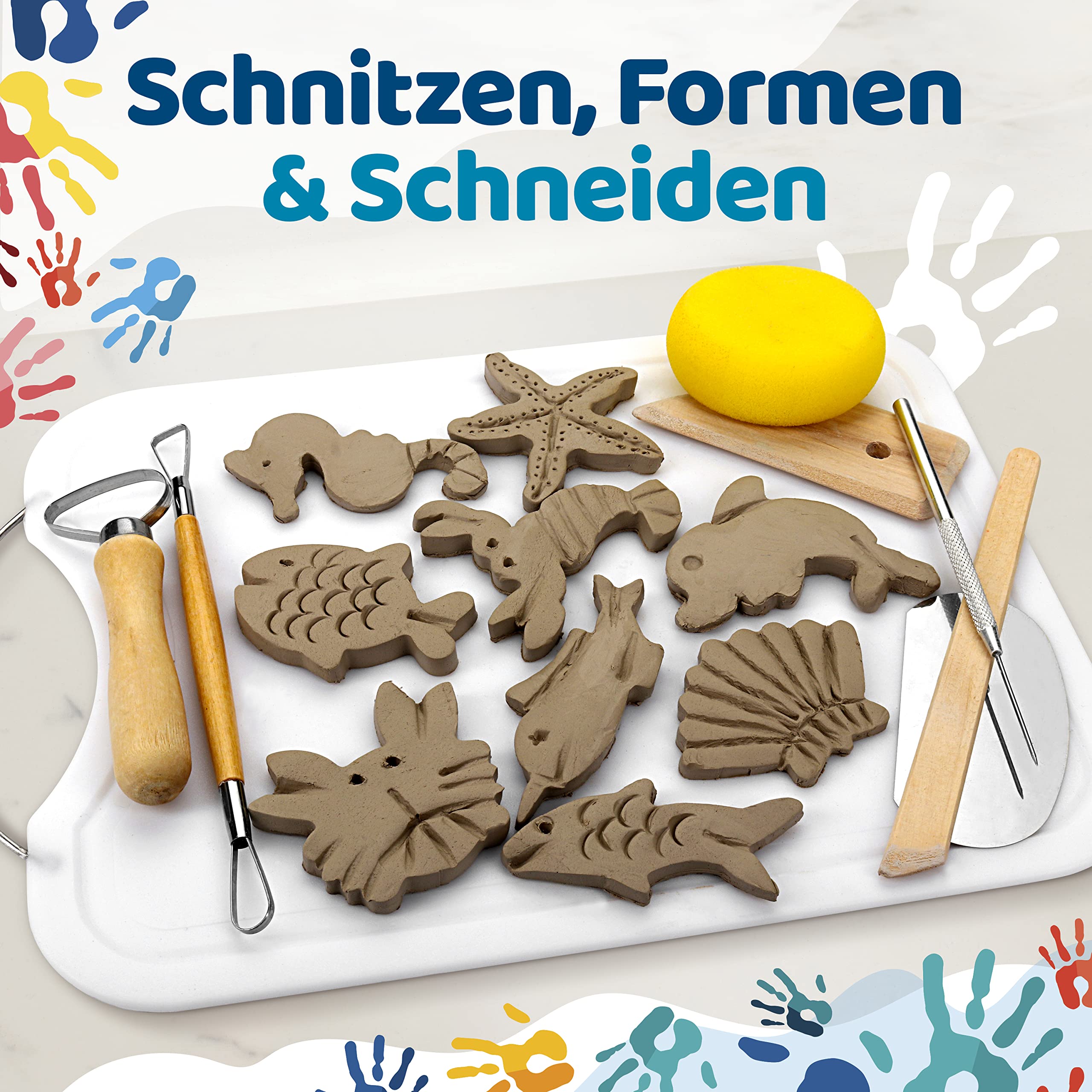 Selbsttrocknender Ton – Bastelton lufthärtend – extra stabil mit Bindemittel – für Kinder & Einsteiger