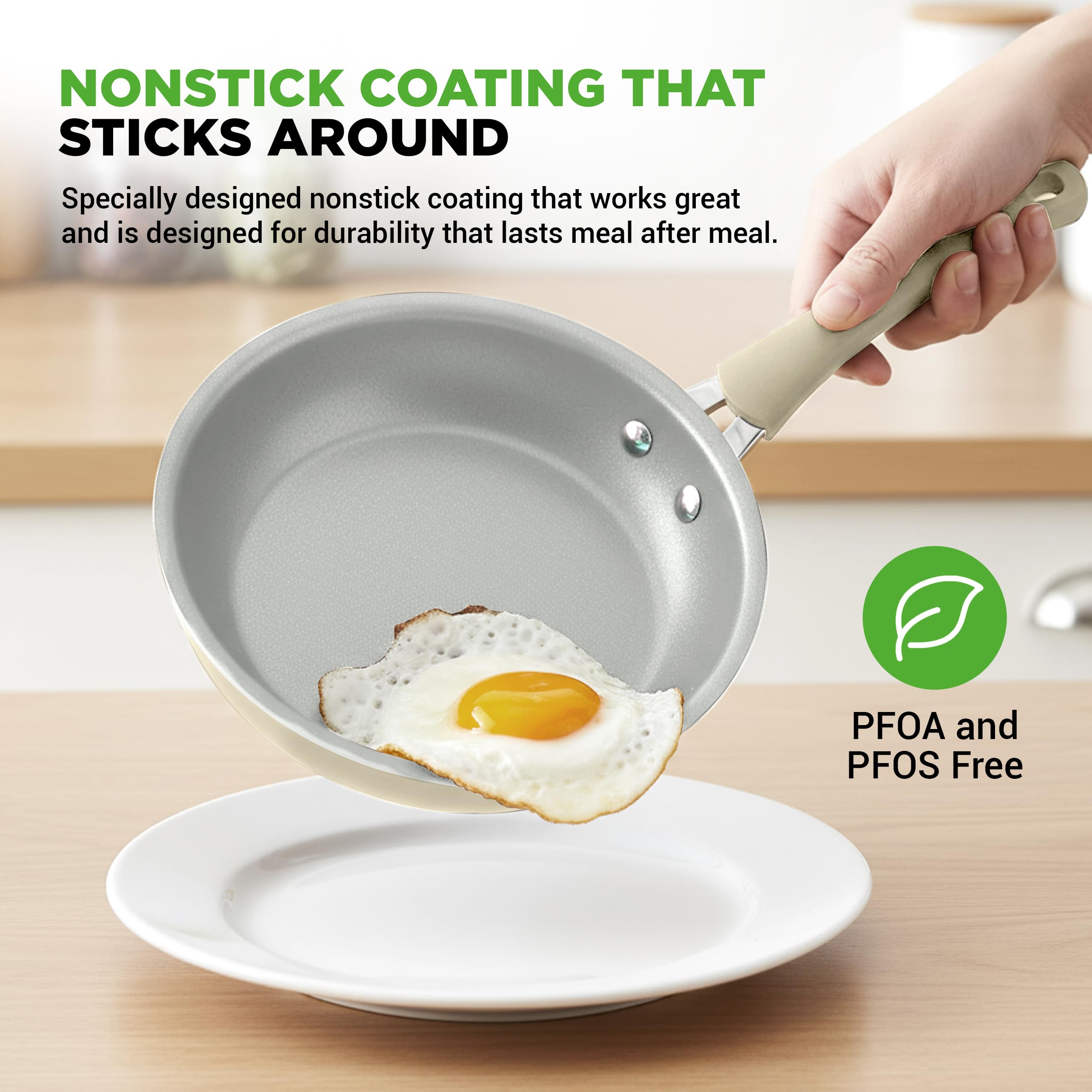 20-teiliges Non-Stick-Saucepan, Pfannen- und Backformset - Kochset PFOA/PFOS frei für Gas, Strom, Keramik und Induktion - Enthält Pfannen, Töpfe, Backdosen, Laibdose, Muffinform