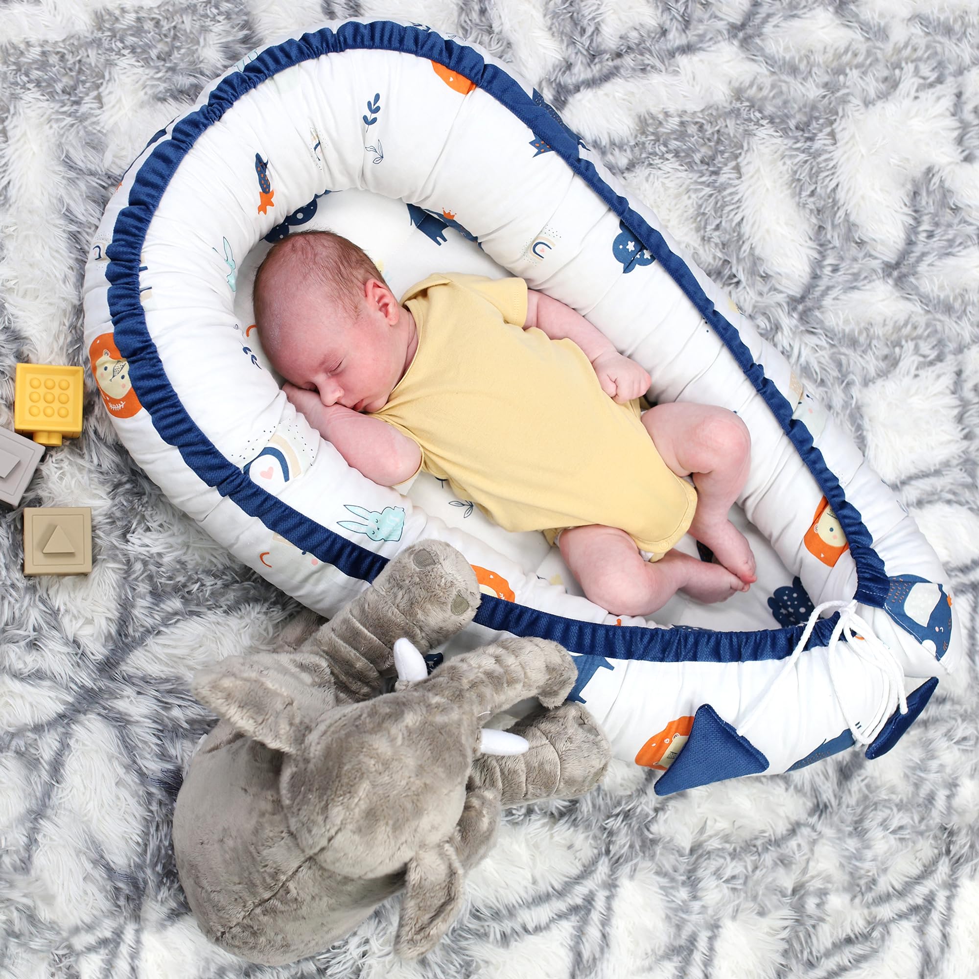 Babynest Babynestchen Neugeborene 90 x 50 cm baby nestchen tragbar nest fĂŒr bett kinder kuschelnest coccon fĂŒr Jungen und MĂ€dchen