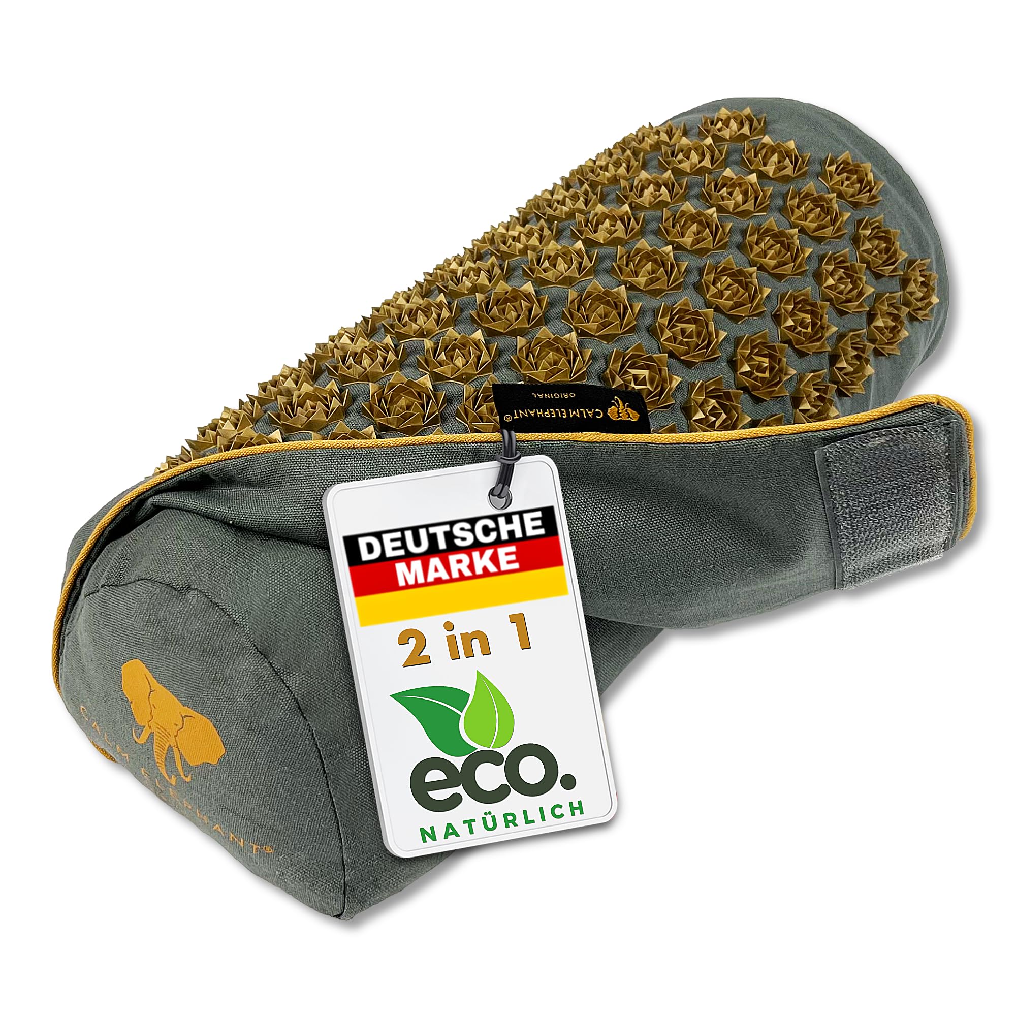 Echte Akupressurmatte mit Kissen XXL Set aus 5 Massagematten Rückenspannung Entlastung Akupunkturmatte mit Wärmefunktion, Lumbalkissen, Doormatte & Tasche, Grau