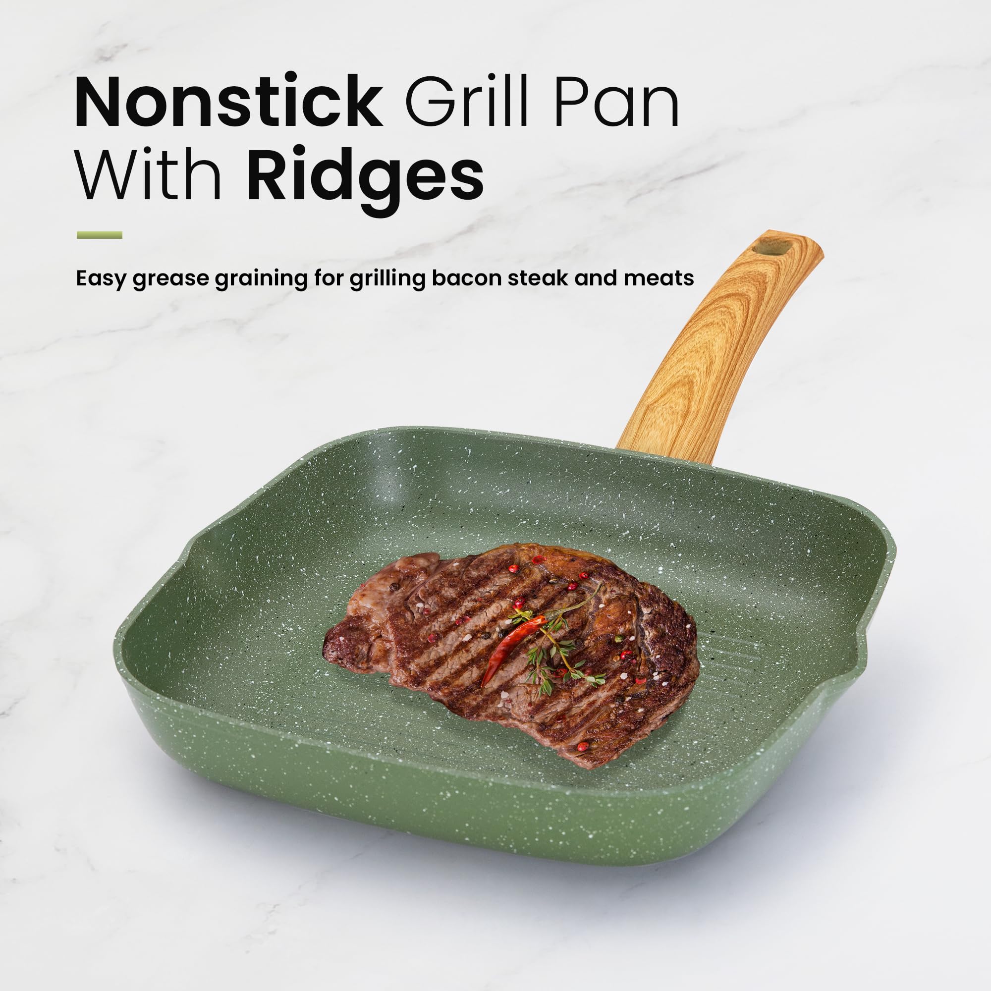 30-teiliges Non-Stick Induktionskochgeschirr und Kochgeschirr Set, Granitbeschichtung