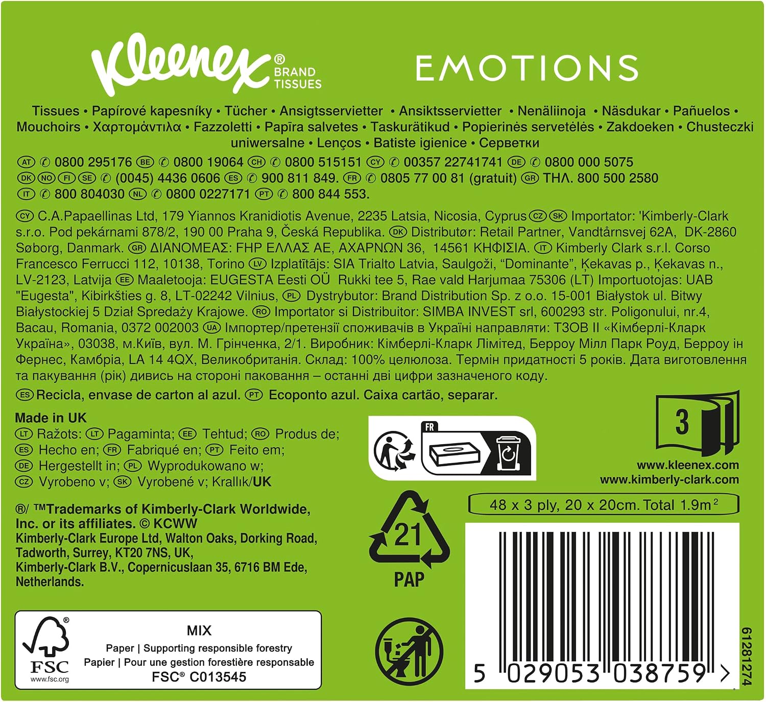 Kleenex Kosmetiktücher-Boxen, 3-lagig, Collection Würfel, 12x48 Tücher