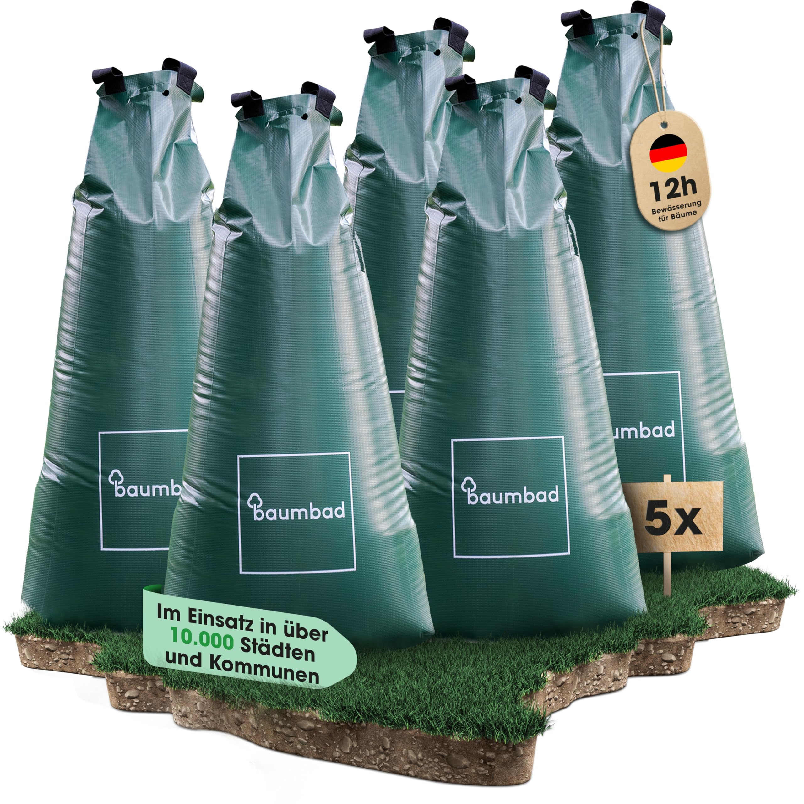 Premium Bewässerungsring 55 Liter, PVC UV Beständig, Baumring zur Bewässerung in Braun