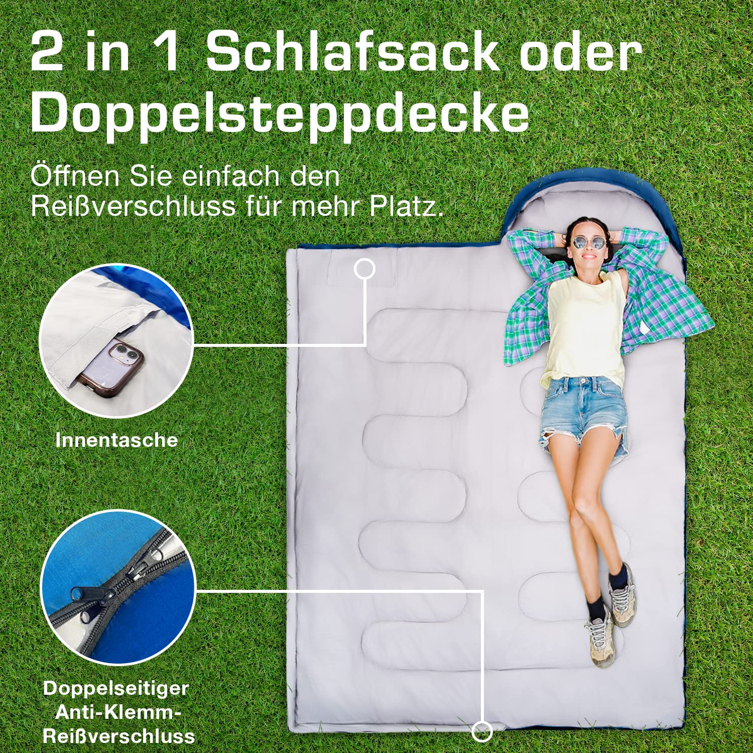 Active Era Premium Mumienschlafsack 250 GSM, Schlafsack Winter & Sommer, 0°C bis 15°C, Indoor und Outdoor Camping, Festivals, Sleeping Bag Wasserabweisend, Ultraleicht, Kleines Packmass