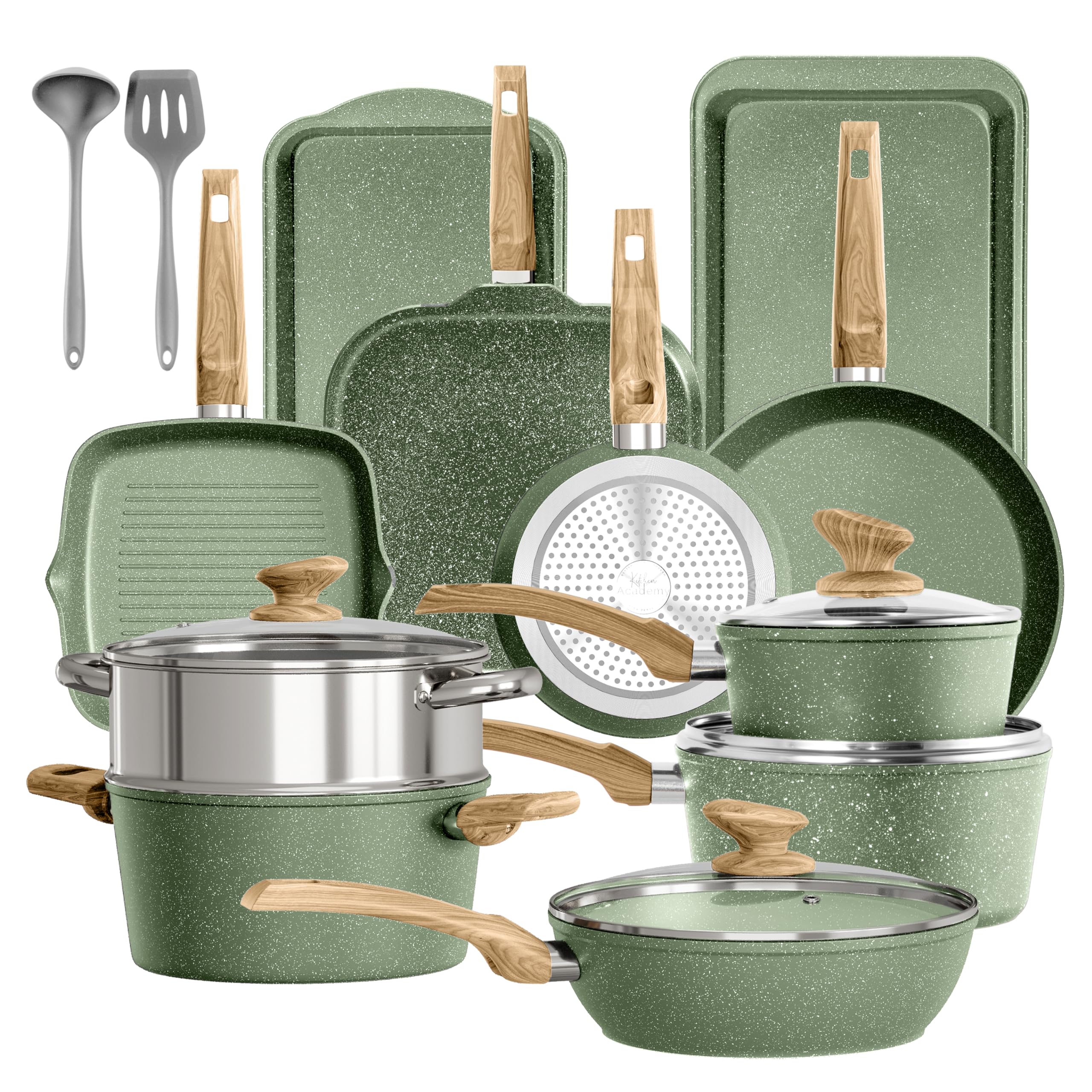 17-teiliges Induktions-Kochgeschirrset mit Glasbeton und Granitbeschichtung einschließlich Pfannen und Töpfen / NEU & Originalverpackt!