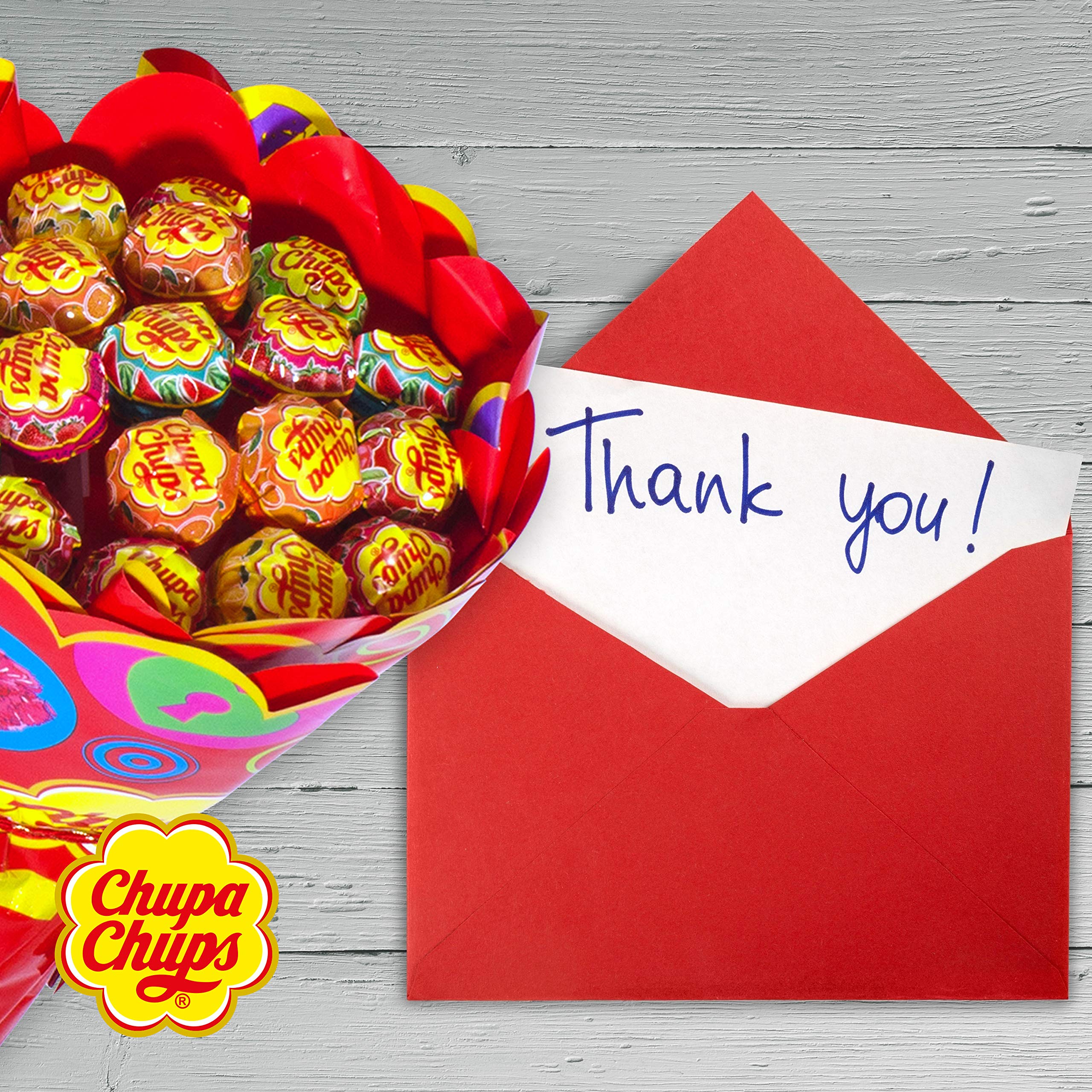 Chupa Chups Lollipop Blumenstrauss / Bouquet mit 19 Lollipops in sechs Sorten, Geschenkidee zum Geburtstag, Jubiläum, Valentinstag und Muttertag