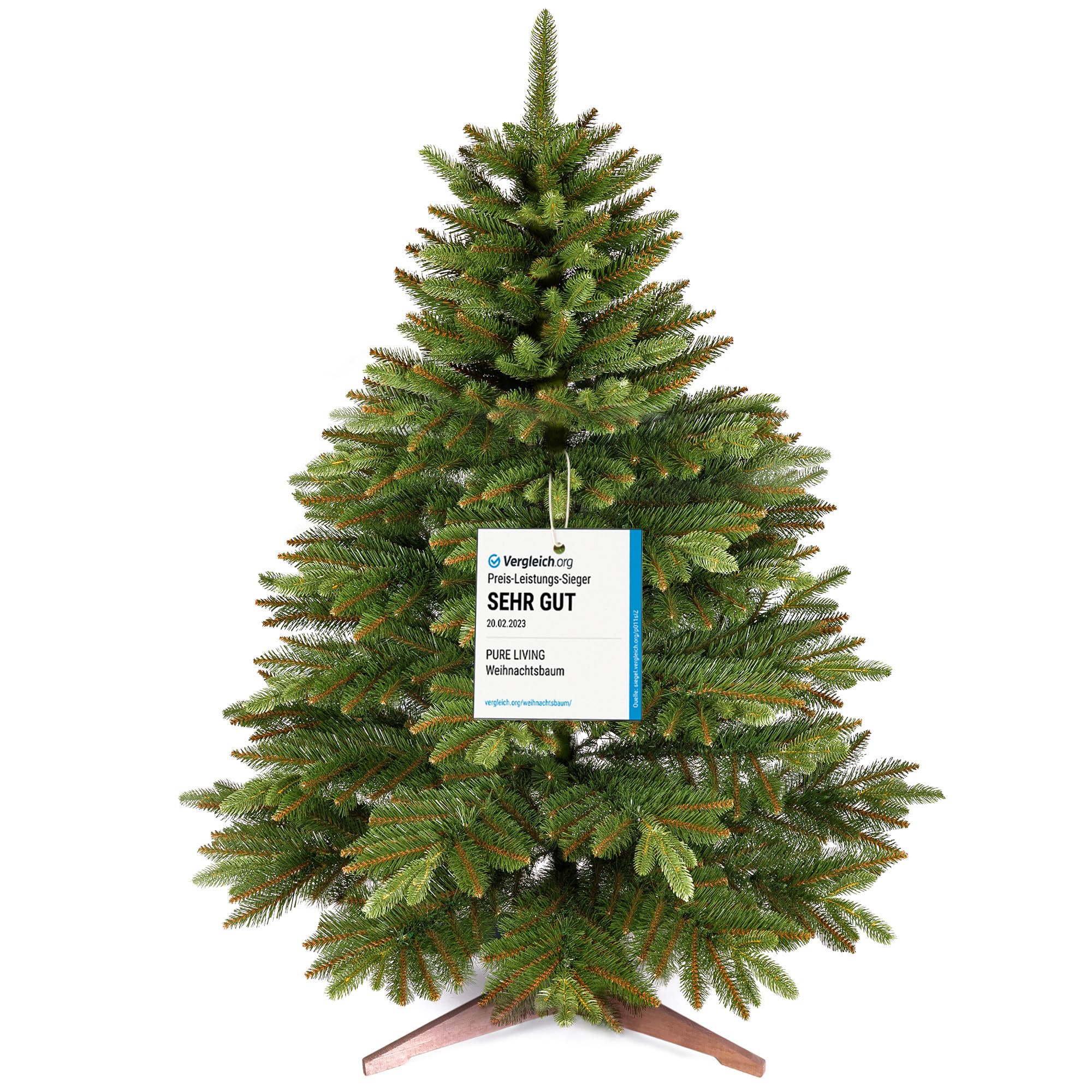 Künstlicher Weihnachtsbaum - Lebensähnlich, besonders dichte Äste, einfache Montage, Made in EU - Premium-Weihnachtsbaum mit Holzständer, Aufbewahrungstasche - Eleganter Nordmann Tannenbaum / Varianten Auswahl - Restposten Neu & OVP!