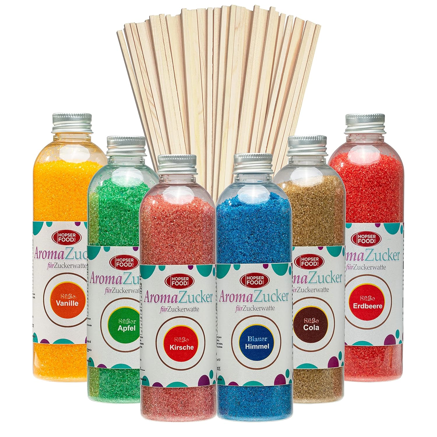 Party Set 6 x 230 g Zuckerwatte für Candy Floss Maschine enthält 100 Candy Floss Sticks