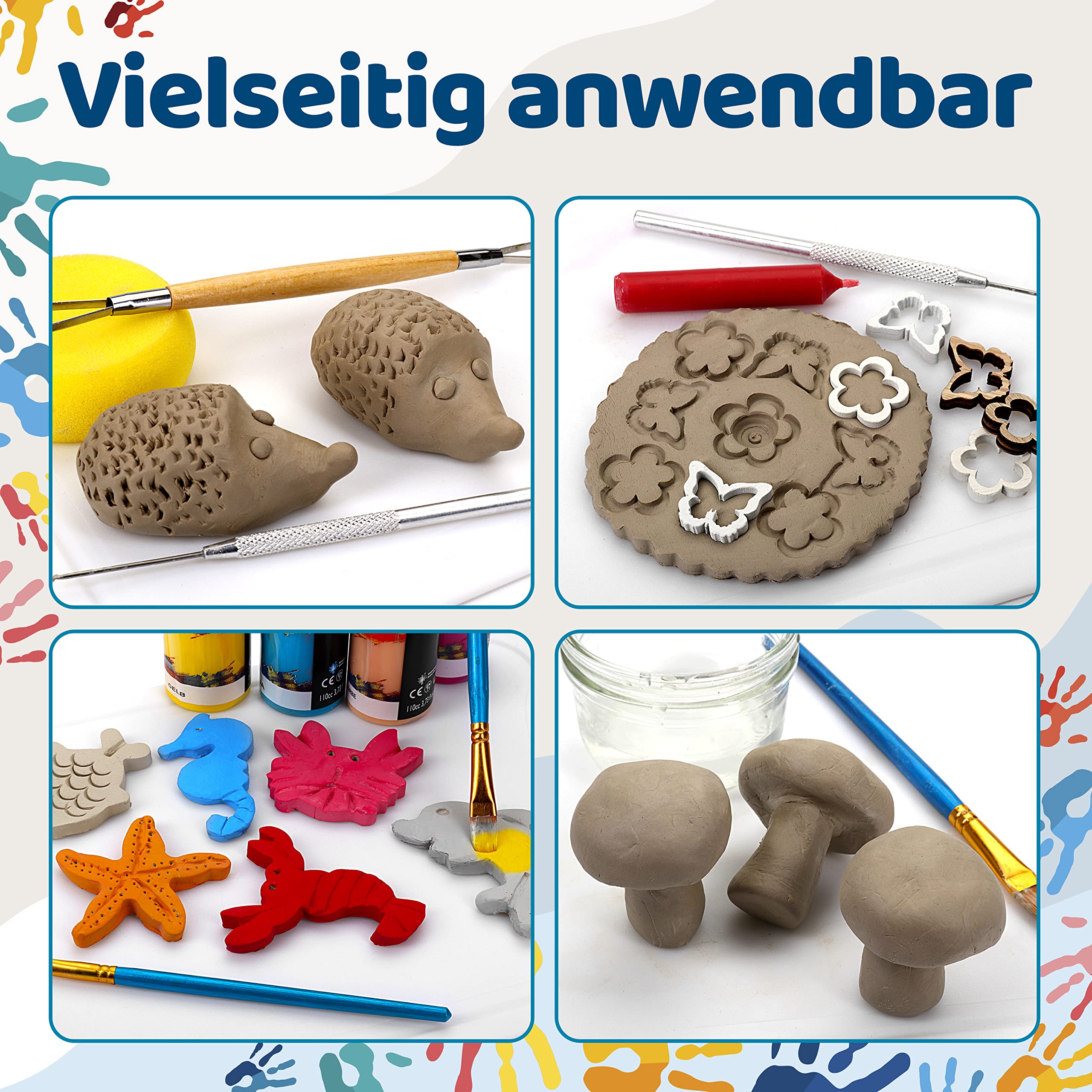 Selbsttrocknender Ton – Bastelton lufthärtend – extra stabil mit Bindemittel – für Kinder & Einsteiger