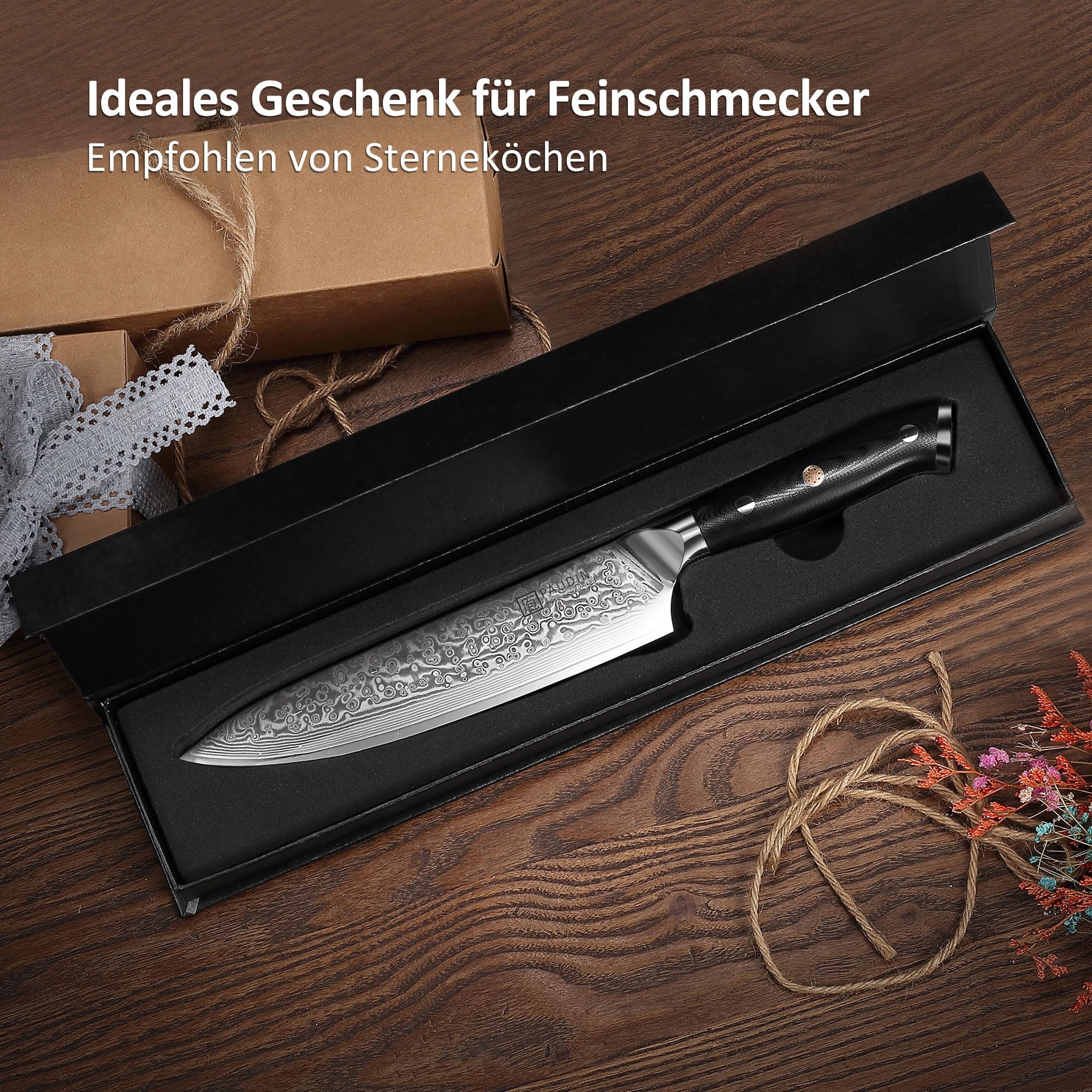 Küchenmesser-Set, 5-teiliges Küchenmesser-Set aus hochwertigem Kohlenstoff-Edelstahl, Ultra Sharp Messer-Set mit Kochmesser, Hackmesser, Nutzmesser