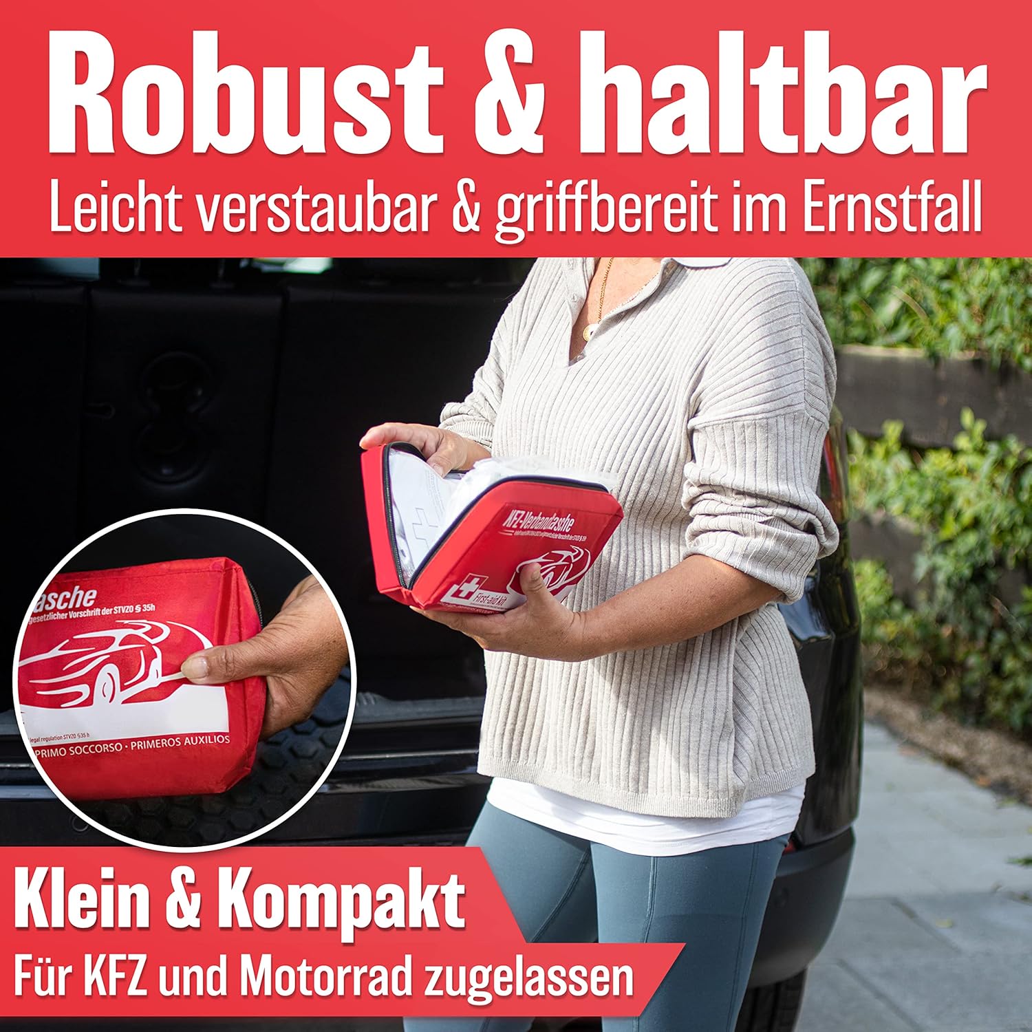 Verbandstasche nach aktueller Norm 2025 - Europaweit Nutzbar - Erste Hilfe Set Auto Verbandskasten DIN 13164:2022 (StVO konform)
