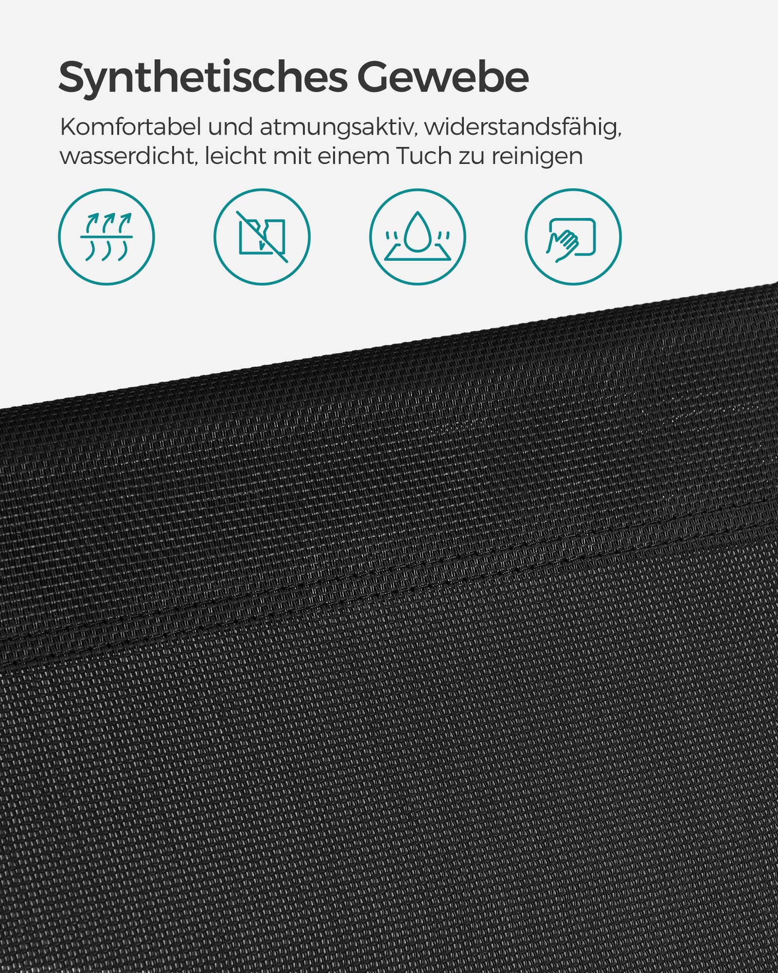 Sonnenliege, klappbarer Liegestuhl, 193 x 53 x 29 cm, trägt bis zu 150 kg, Sonnenschutz, Kopfkissen, verstellbare Rückenlehne, für Garten, Pool, Terrasse