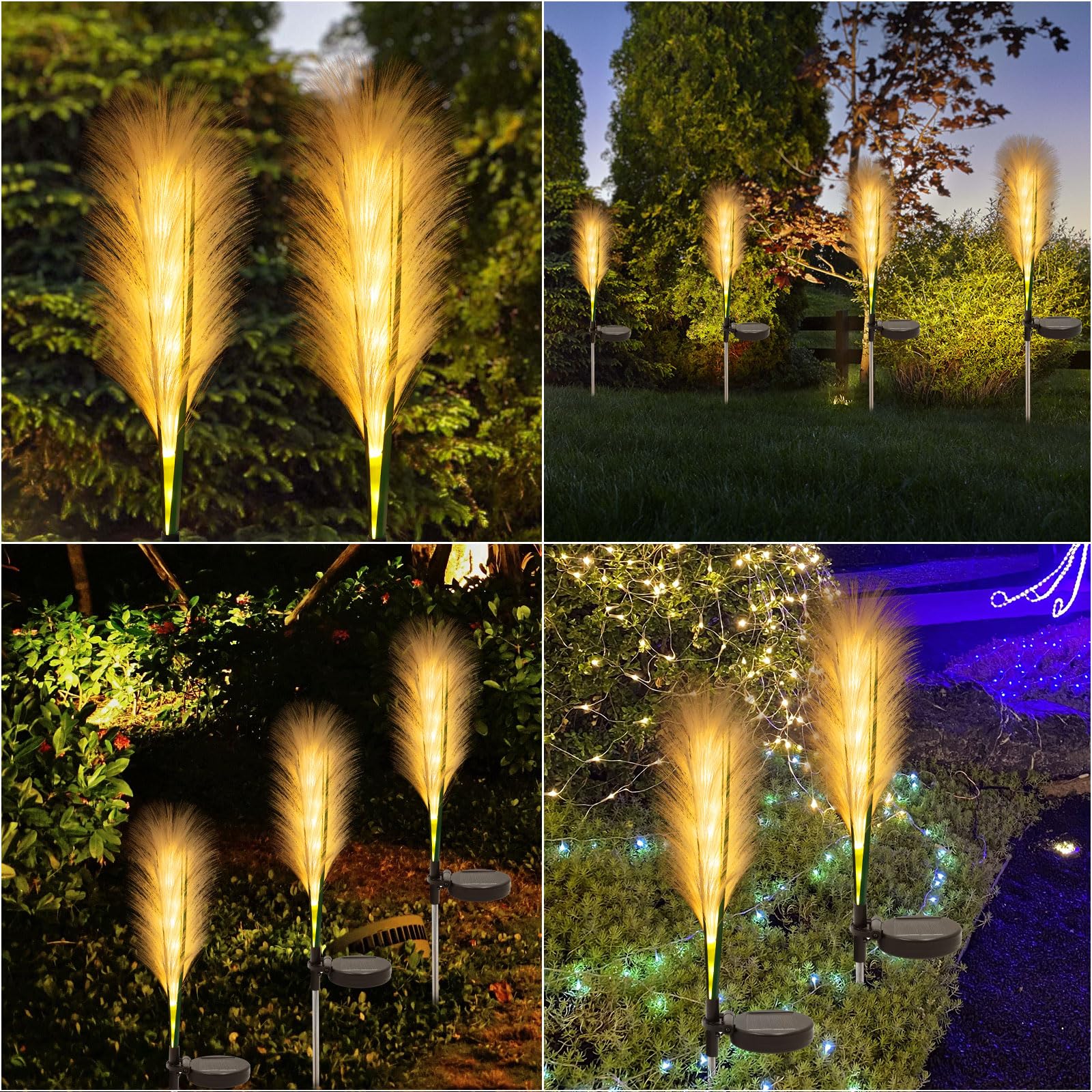 Solarleuchten Garten Schilf, Solarlampen für Außen, Wasserdichte Gartendeko für Draußen, Solar Deko für Rasen Gehweg Balkon Terrassen Landschaft Wegbeleuchtung