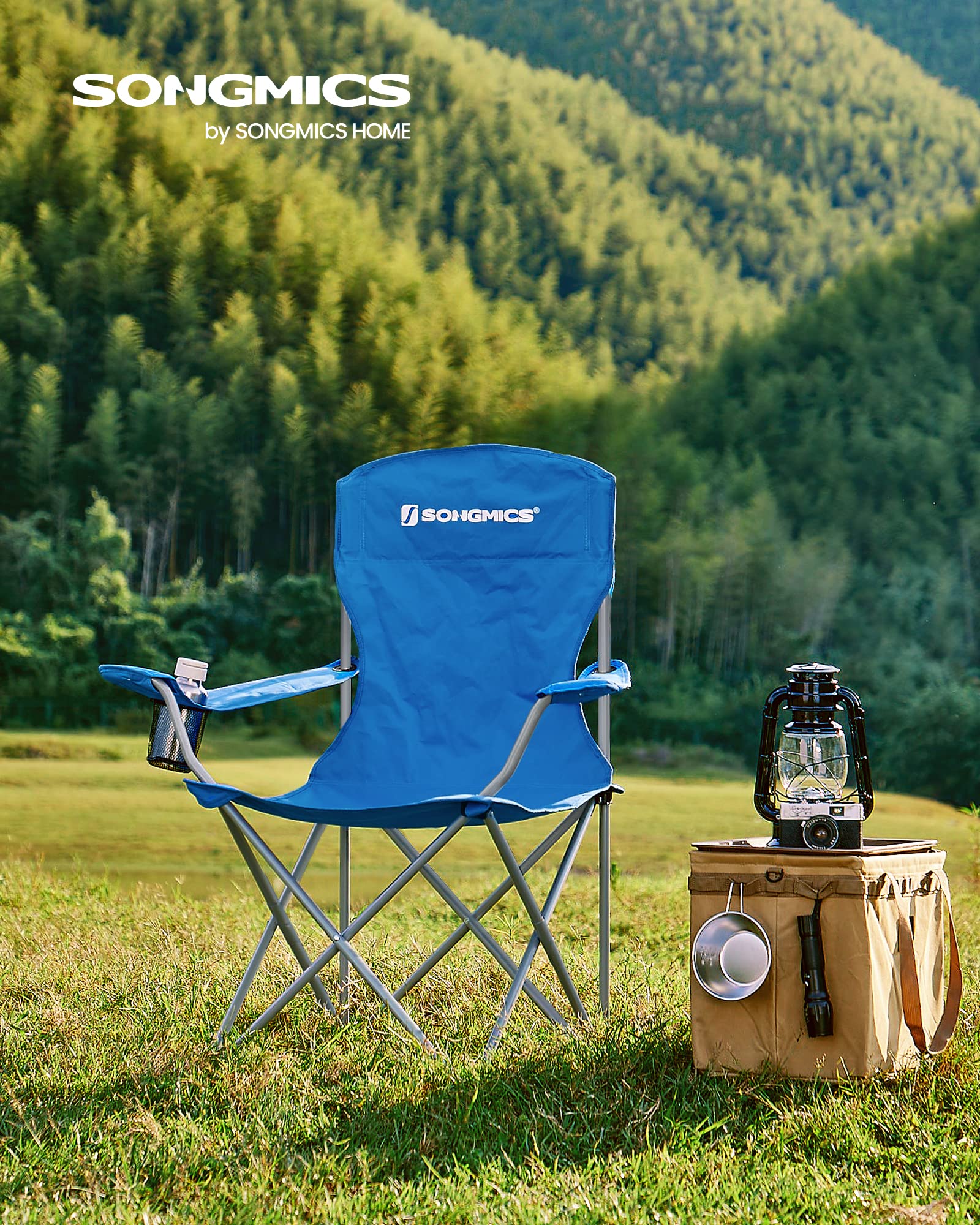 2er Set Klappstuhl Campingstuhl Bequeme Schwerlaststruktur bis 150kg belastbar mit Getränkehalter Outdoor Stuhl