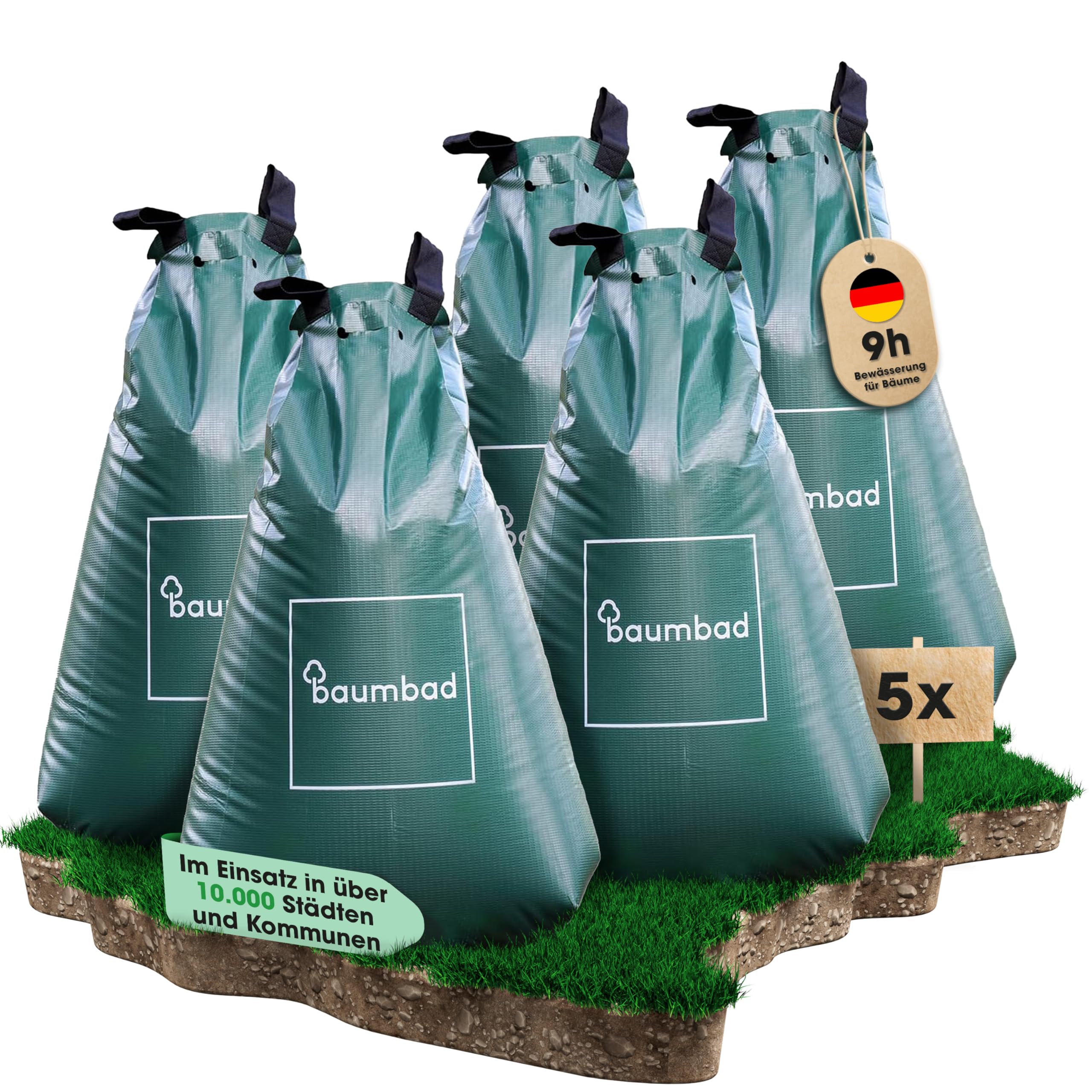 Premium Bewässerungsring 55 Liter, PVC UV Beständig, Baumring zur Bewässerung in Braun