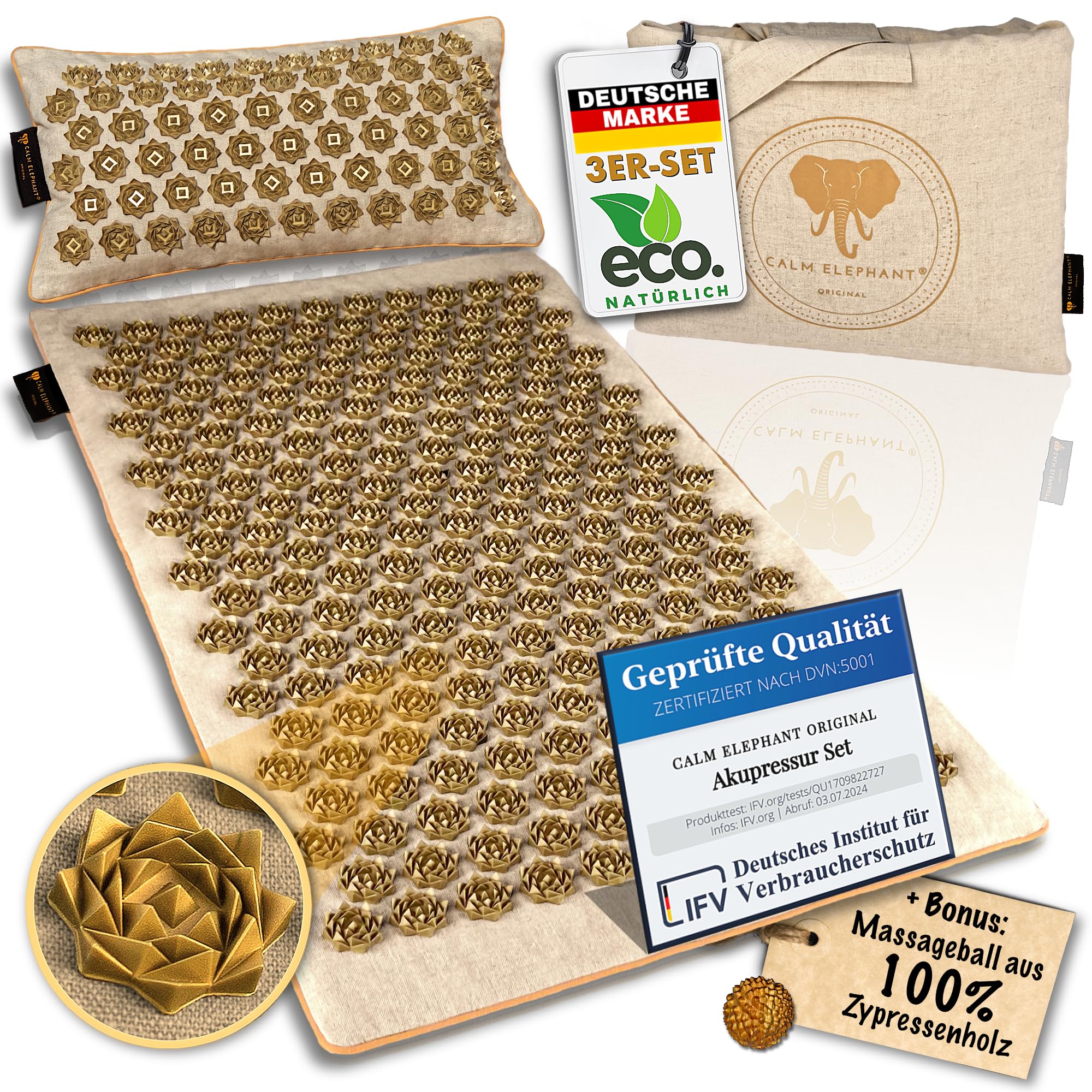 Echte Akupressurmatte mit Kissen XXL Set aus 5 Massagematten Rückenspannung Entlastung Akupunkturmatte mit Wärmefunktion, Lumbalkissen, Doormatte & Tasche, Grau