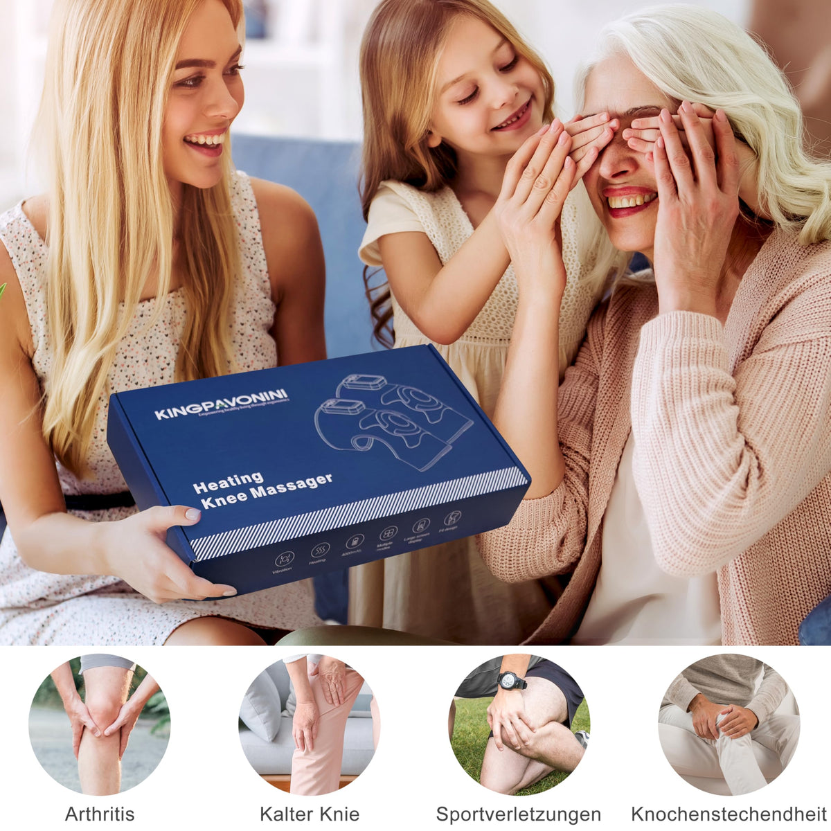 Knie Massagegerät mit Wärme, Knieschmerzen, Blau 1.0