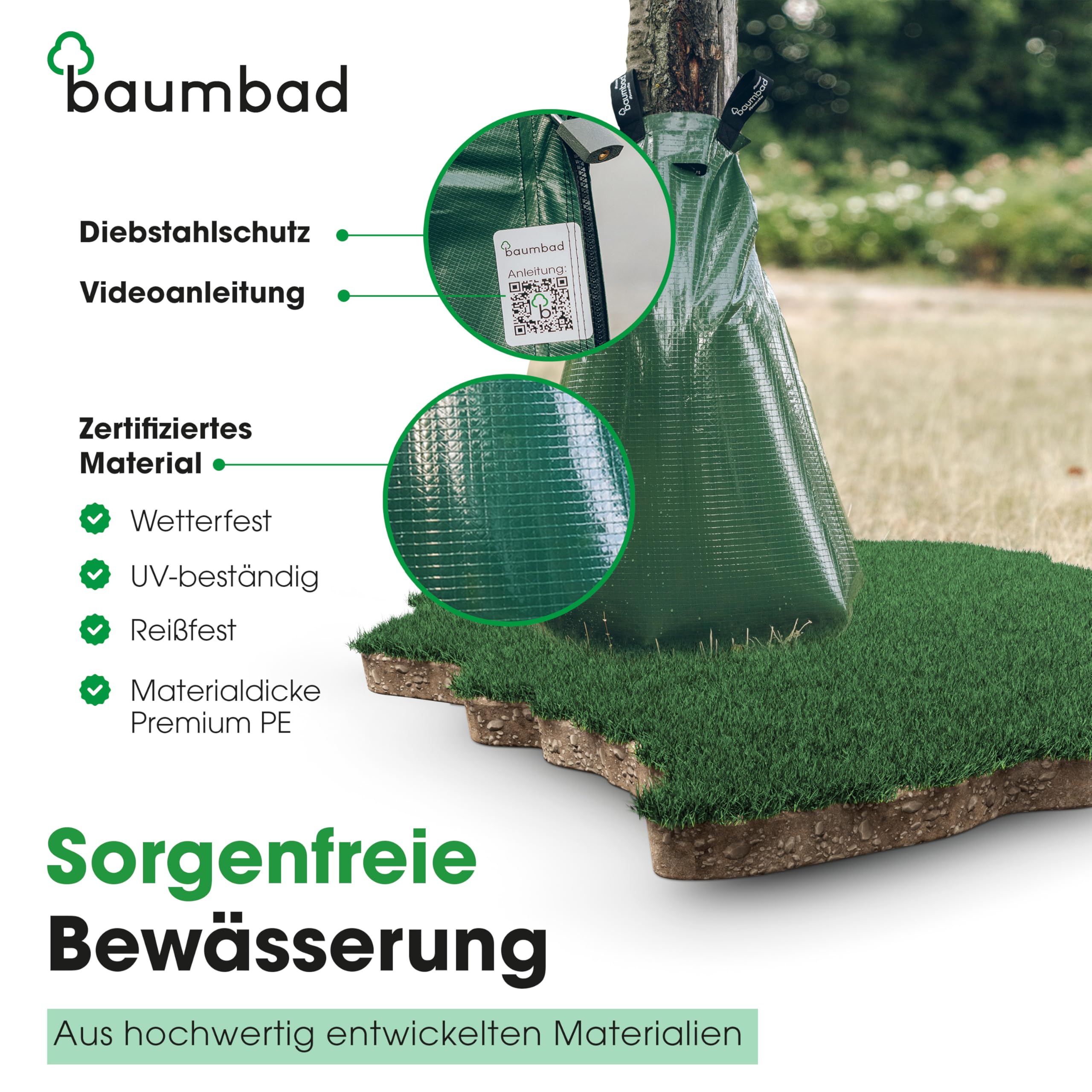Premium Bewässerungsring 55 Liter, PVC UV Beständig, Baumring zur Bewässerung in Braun