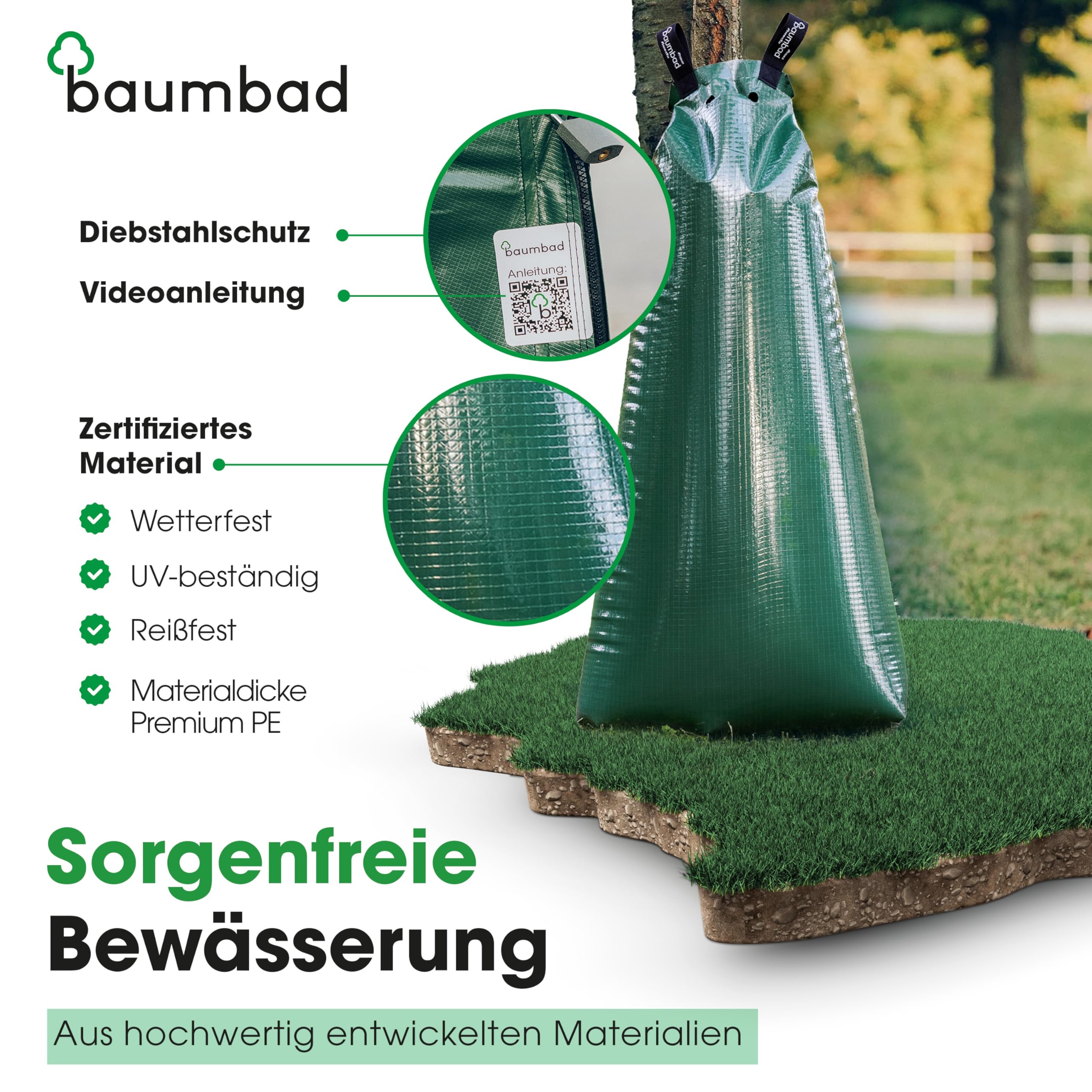 Premium Bewässerungsring 55 Liter, PVC UV Beständig, Baumring zur Bewässerung in Braun
