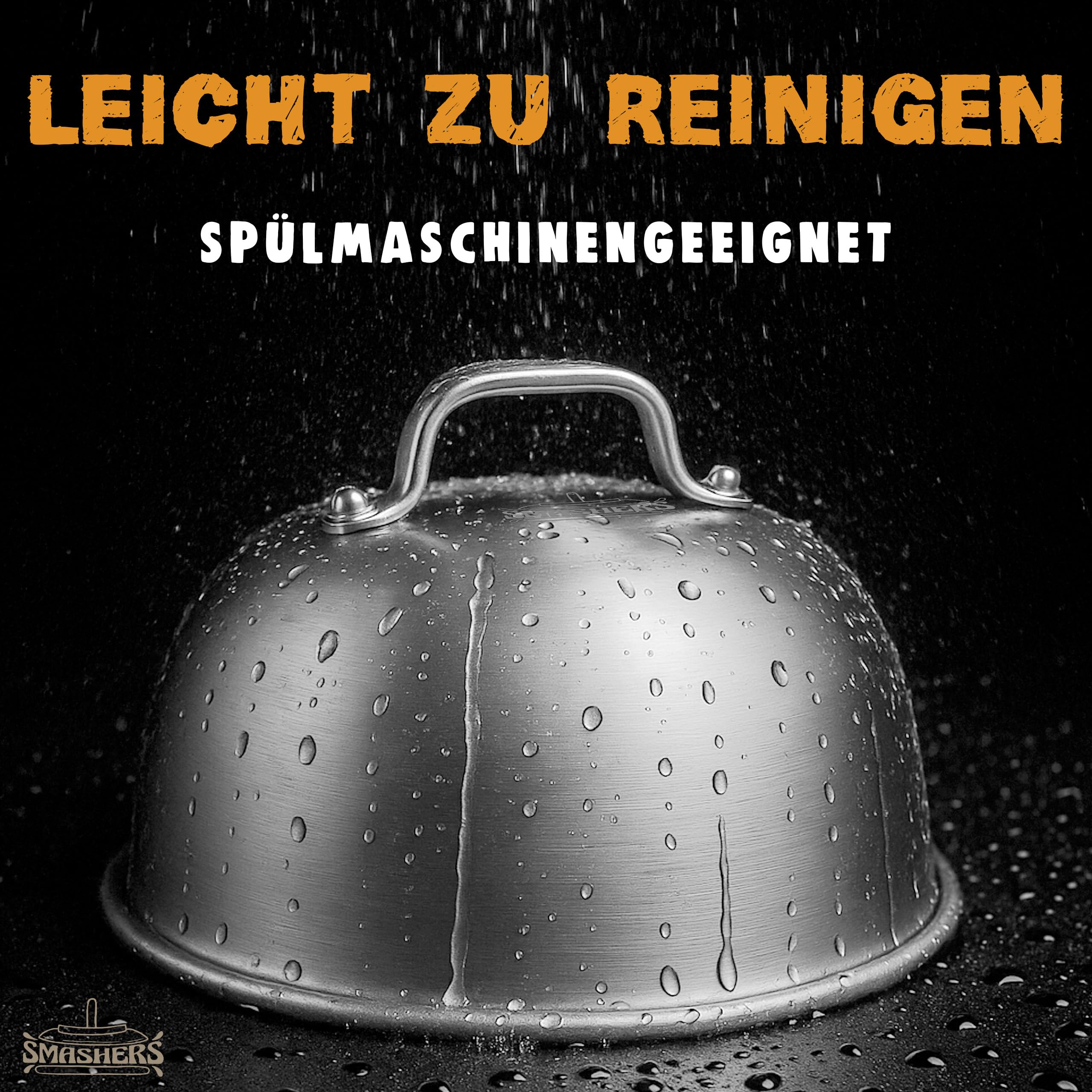 Smash Burger Set – Burger Smasher Set mit Burgerpresse, Grillspachtel, Pfannenwender & Burgerglocke - Inkl. E-Book mit Smash Burger Rezepten & Burgerpapier (6-TLG.)