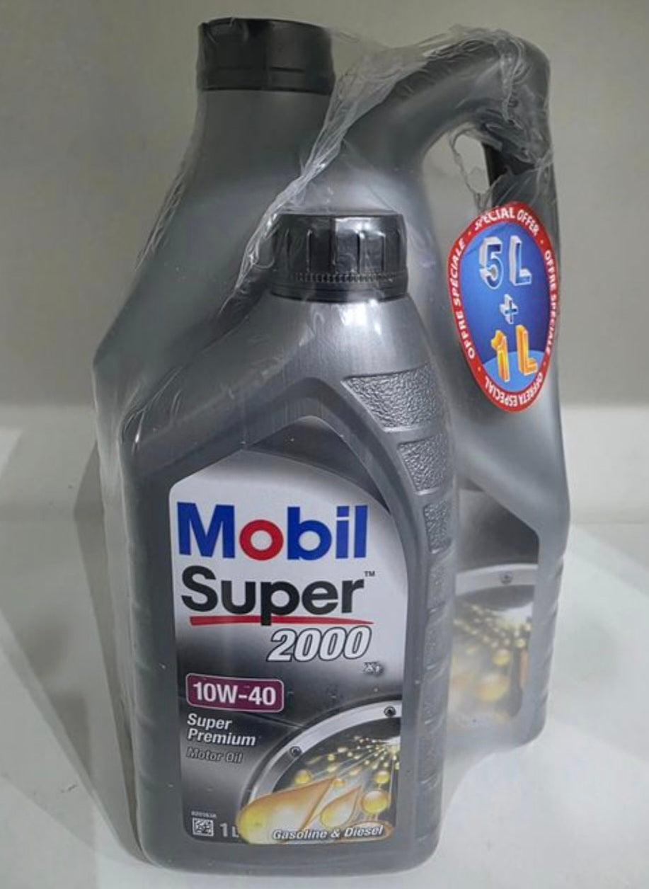 6 Liter Mobil Super 2000 / 10W 40 - Gebinde à 5 + 1 Liter - NEU & OVP!