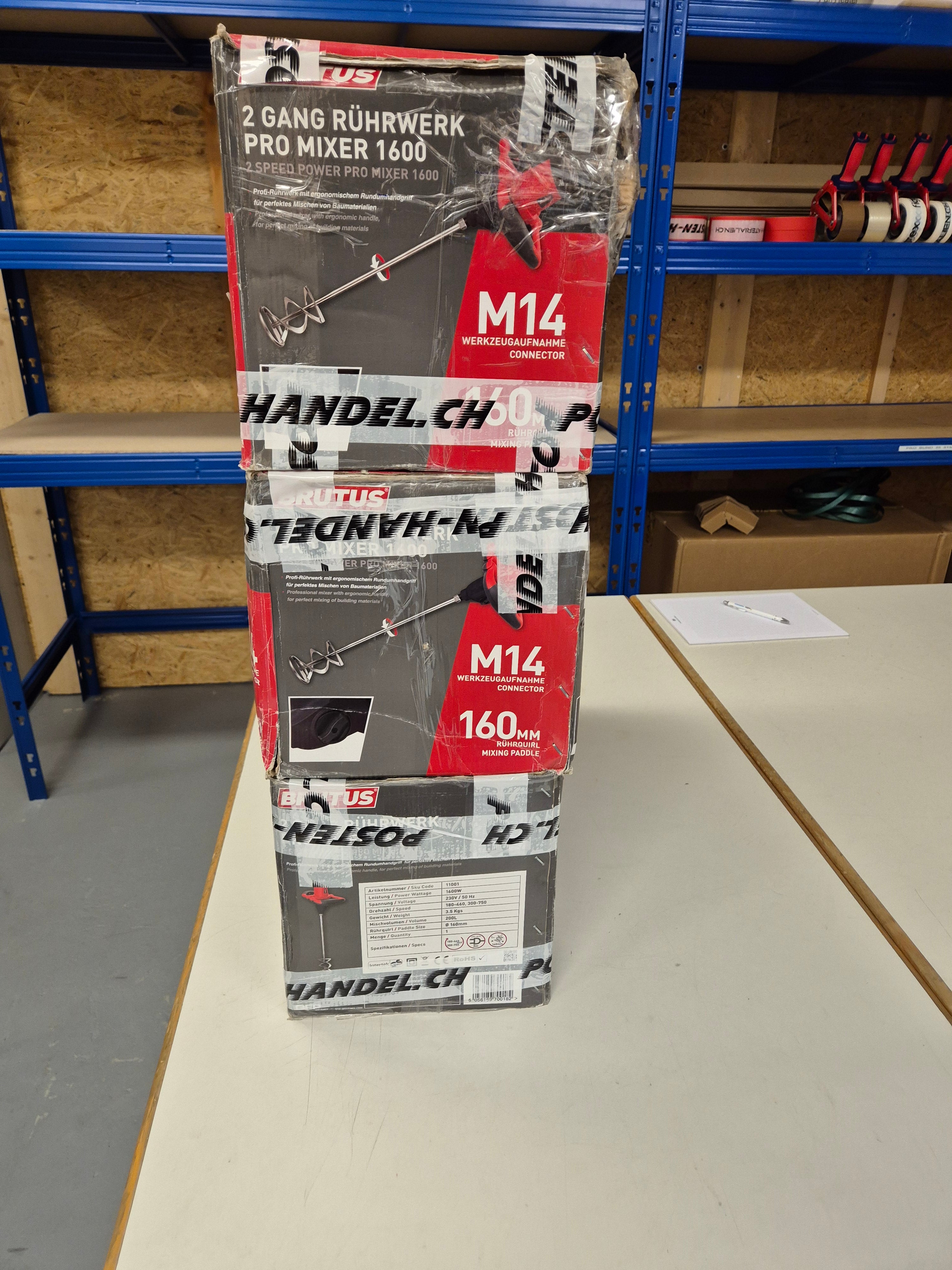 3 x Rührwerk 2 Gang Pro Mixer 1600 Marke Brutus / Neu & OVP