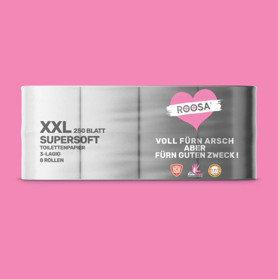 LKW mit 33 Paletten WC Papier / "Roosa" Farbe weiss WC Papier / 8568 Packungen à 8 Rollen / 68544 Rollen! / Gratis Lieferung! - Stiftung Kinderschutz