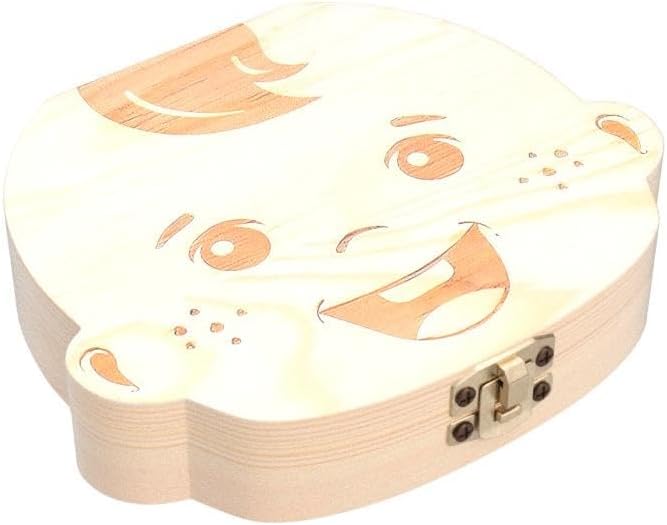 Milchzahndose Jungen, Zahndose aus Holz, Dose zur Aufbewahrung von Milchzähnen, Baby Milchzähne Box als Geschenk zum Geburtstag oder Taufe, inkl. Pinzette und Zahnfee Geschichte