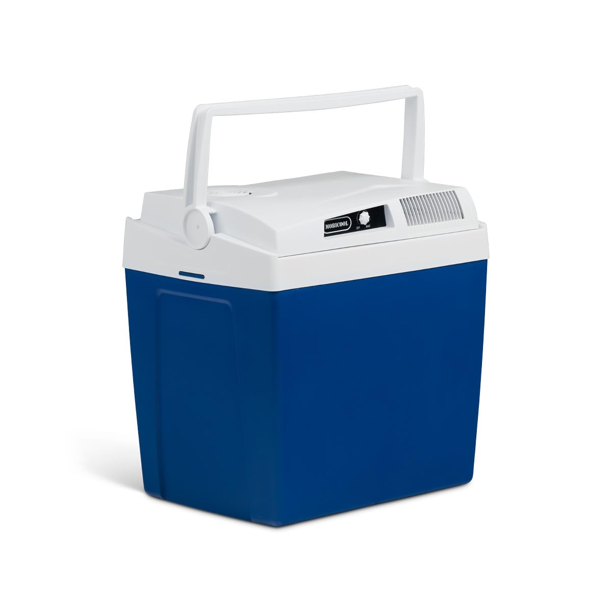 Elektrische Kühlbox, 12V und 230V, 26L, blau - Mini-Kühlschrank für Auto, Camping, Urlaub, Boot, Festivals - leicht, tragbar, mit praktischem Kabelfach und Eco/Max Modus