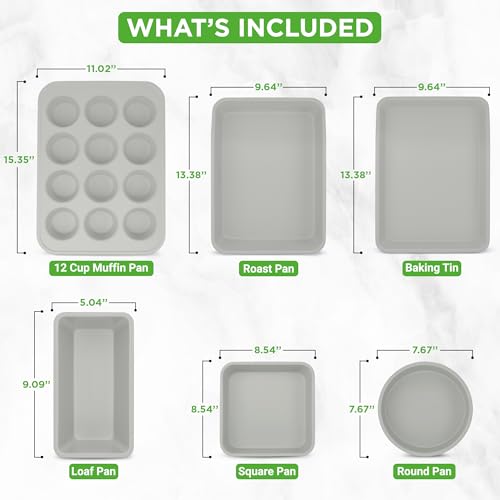 20-teiliges Non-Stick-Saucepan, Pfannen- und Backformset - Kochset PFOA/PFOS frei für Gas, Strom, Keramik und Induktion - Enthält Pfannen, Töpfe, Backdosen, Laibdose, Muffinform